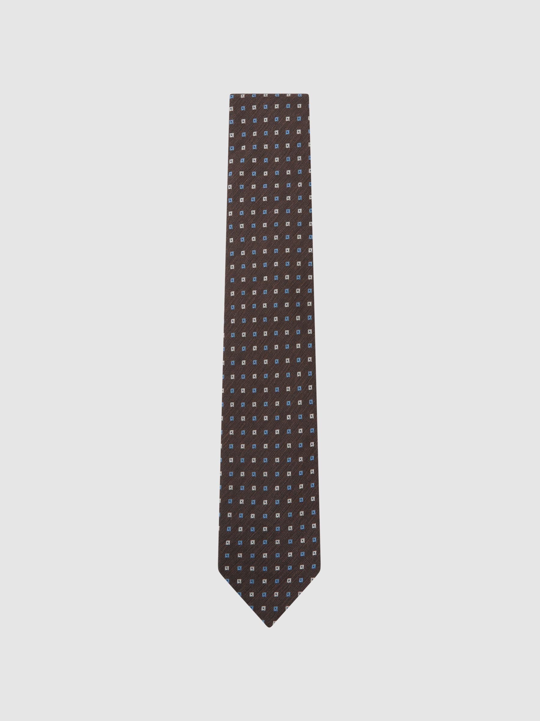 Linen-Silk Blend Micro-Square Tie in Chocolate Brown - Image 3 of 6