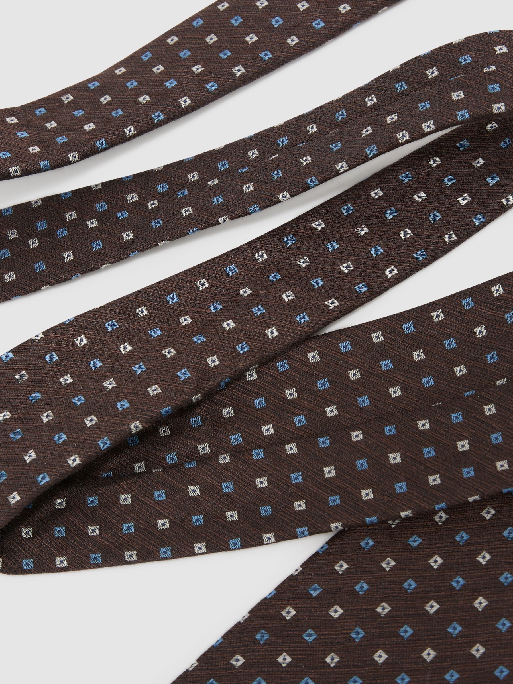 Linen-Silk Blend Micro-Square Tie in Chocolate Brown - Image 4 of 6