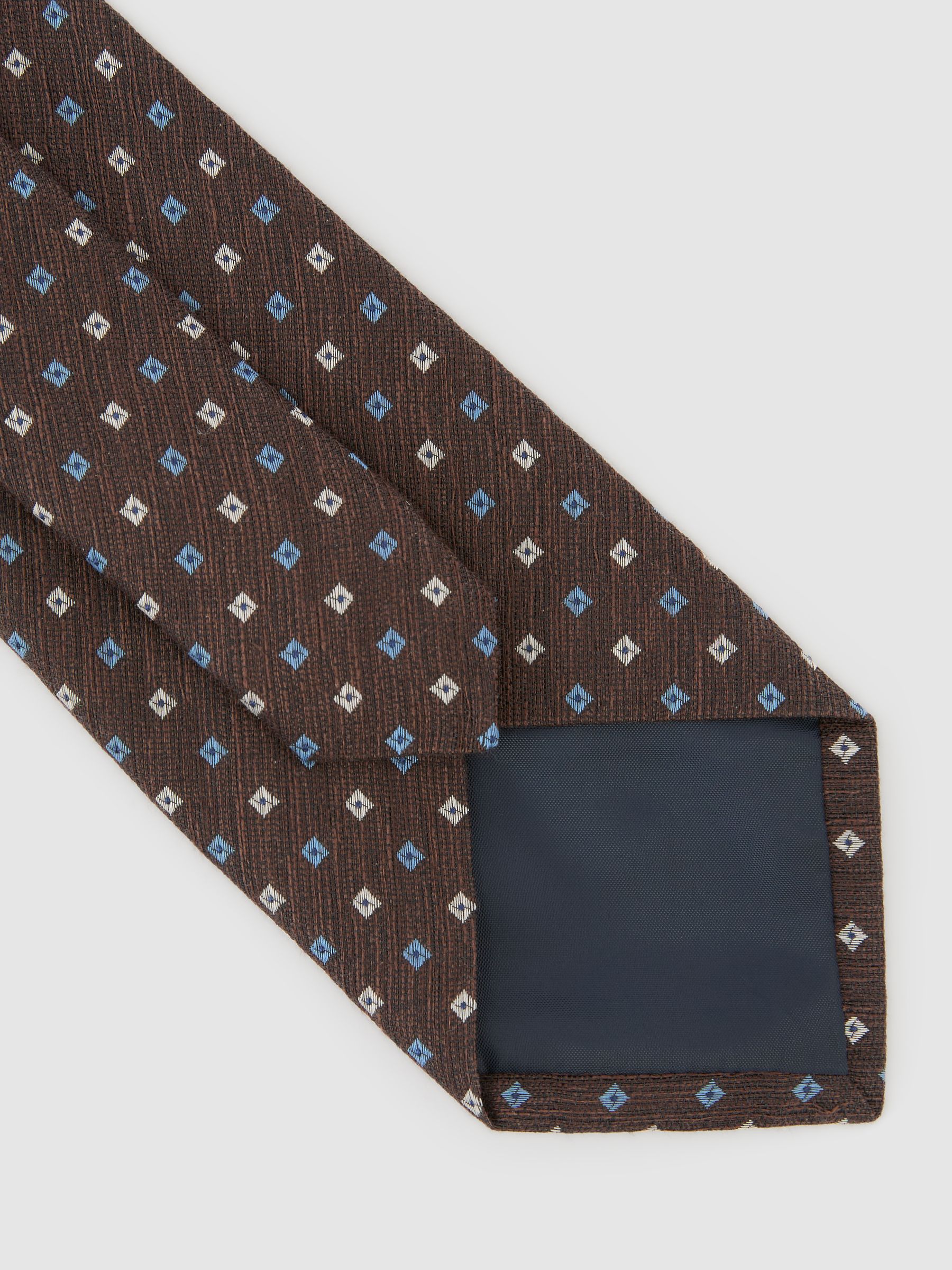Linen-Silk Blend Micro-Square Tie in Chocolate Brown - Image 5 of 6