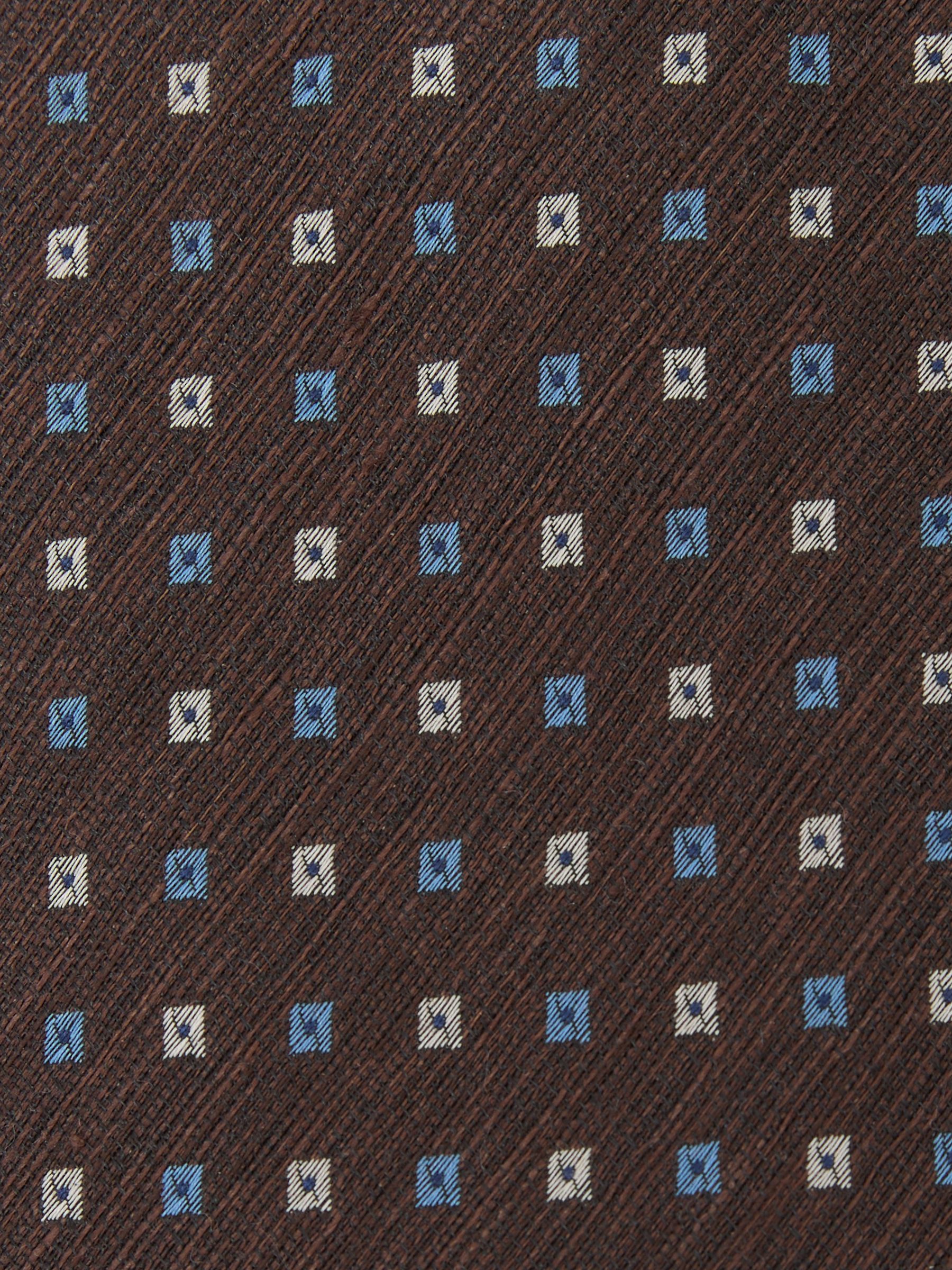 Linen-Silk Blend Micro-Square Tie in Chocolate Brown - Image 6 of 6