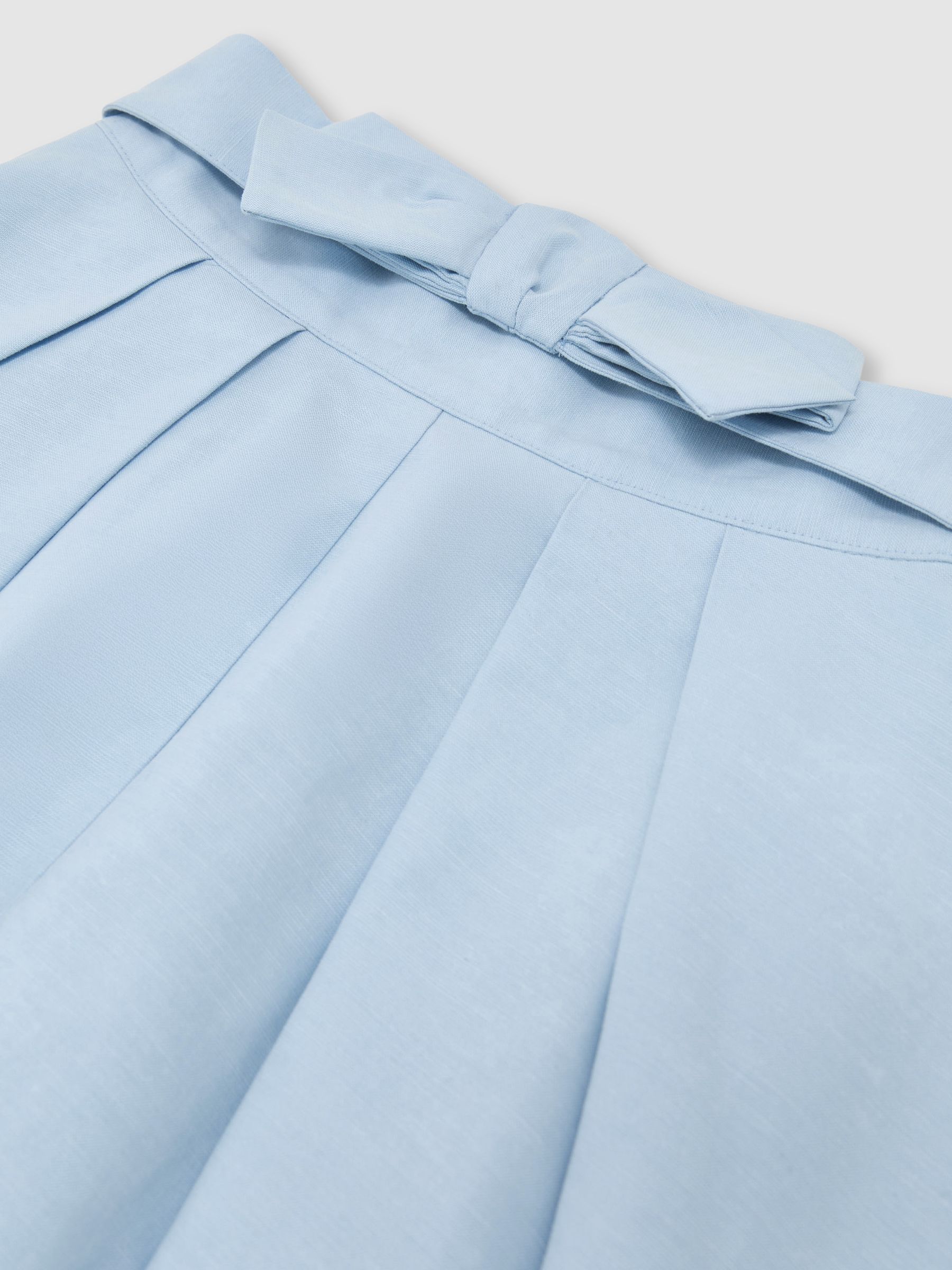 Bow-Detail Pleated Midi Skirt in Pale Blue - Image 6 of 6