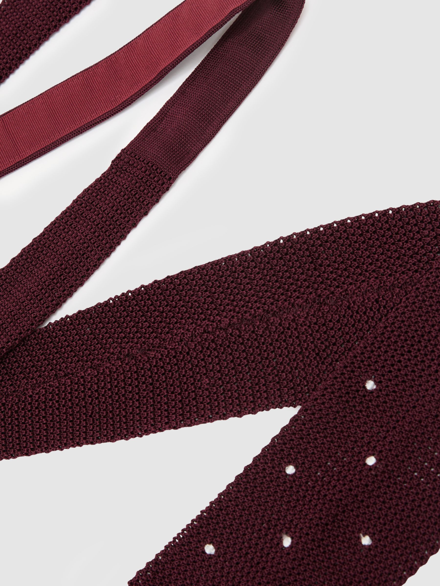 Silk Knitted Pin-Dot Tie in Burgundy - image 4