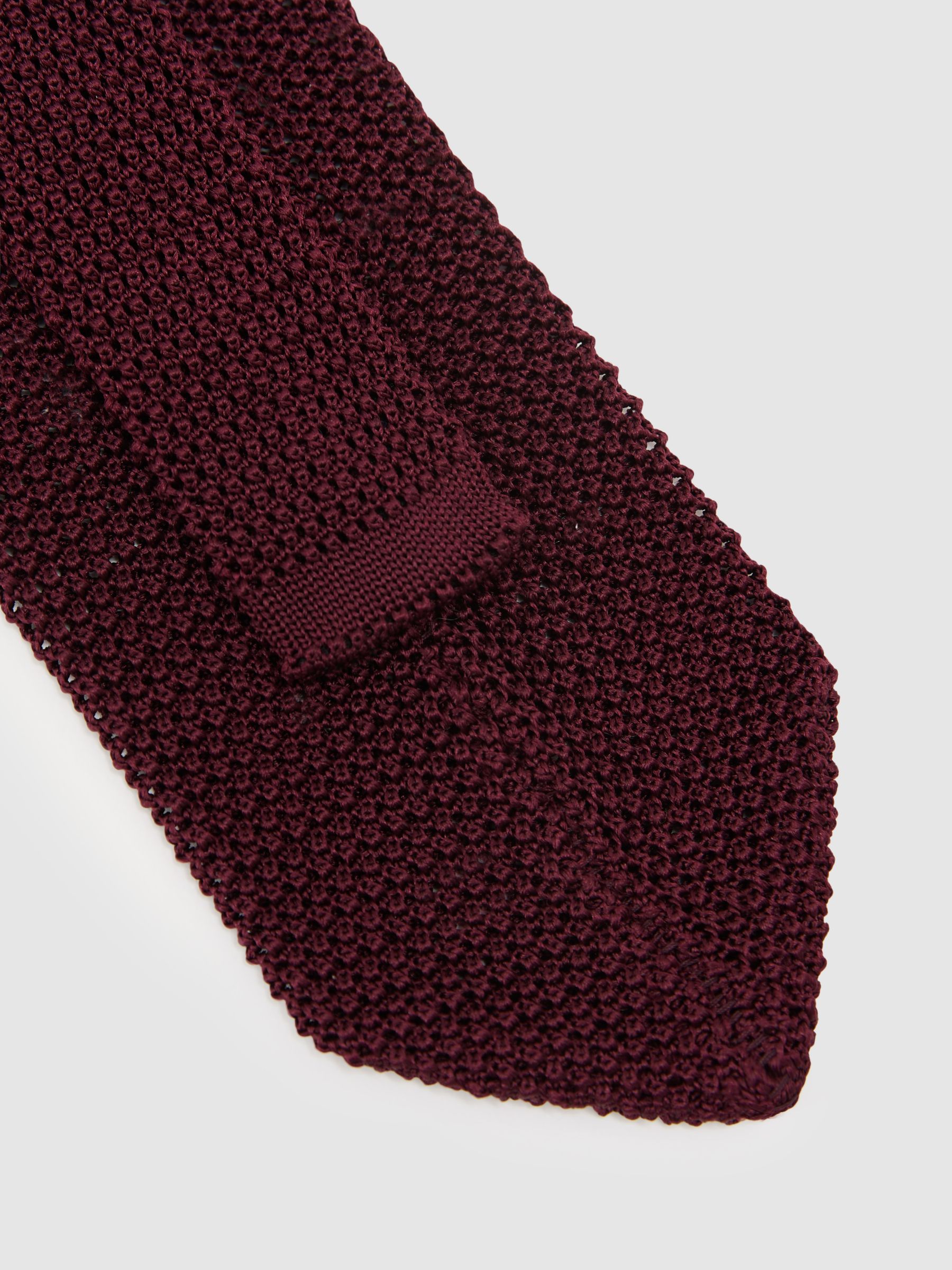 Silk Knitted Pin-Dot Tie in Burgundy - image 3