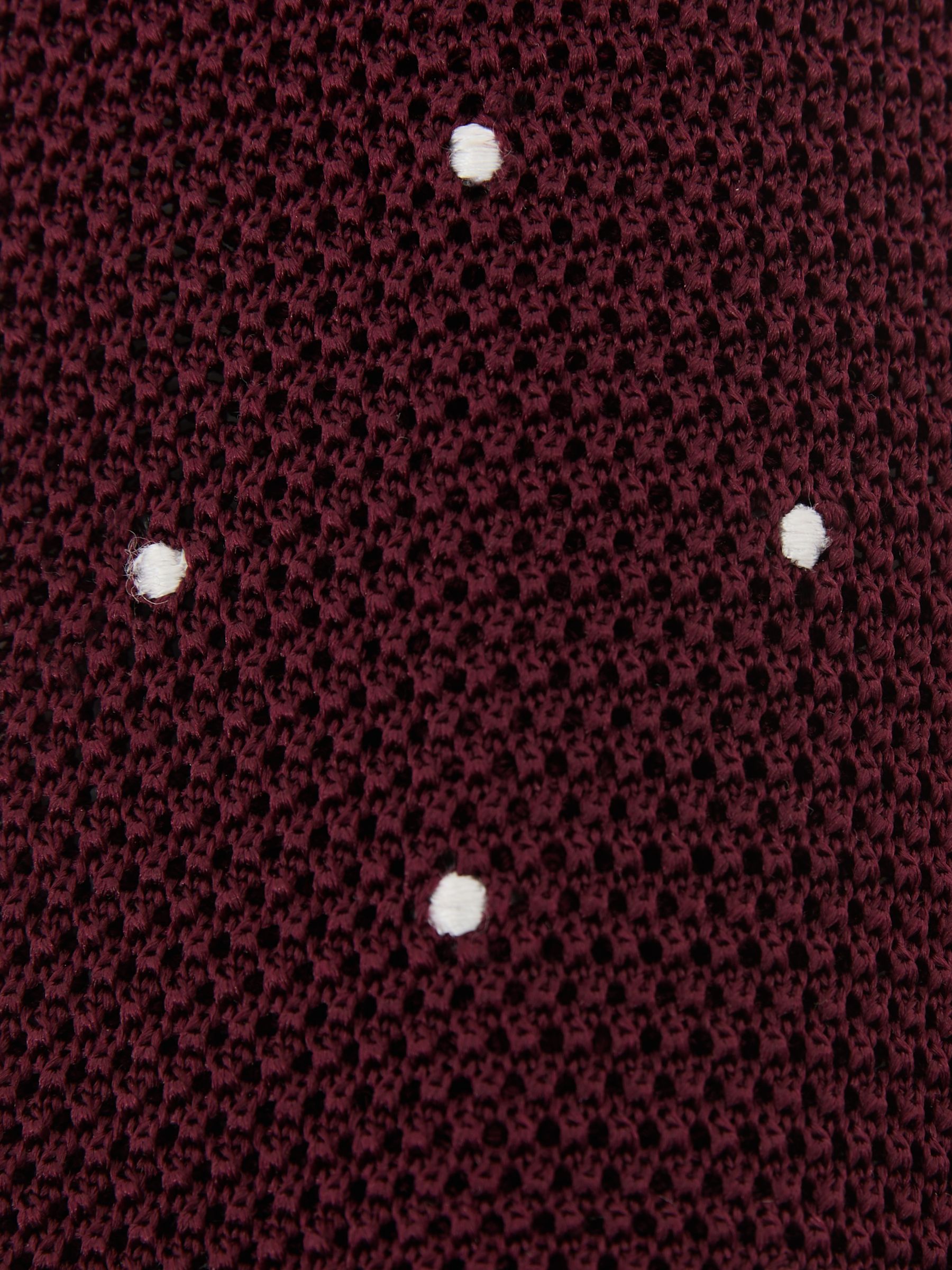 Silk Knitted Pin-Dot Tie in Burgundy - image 2