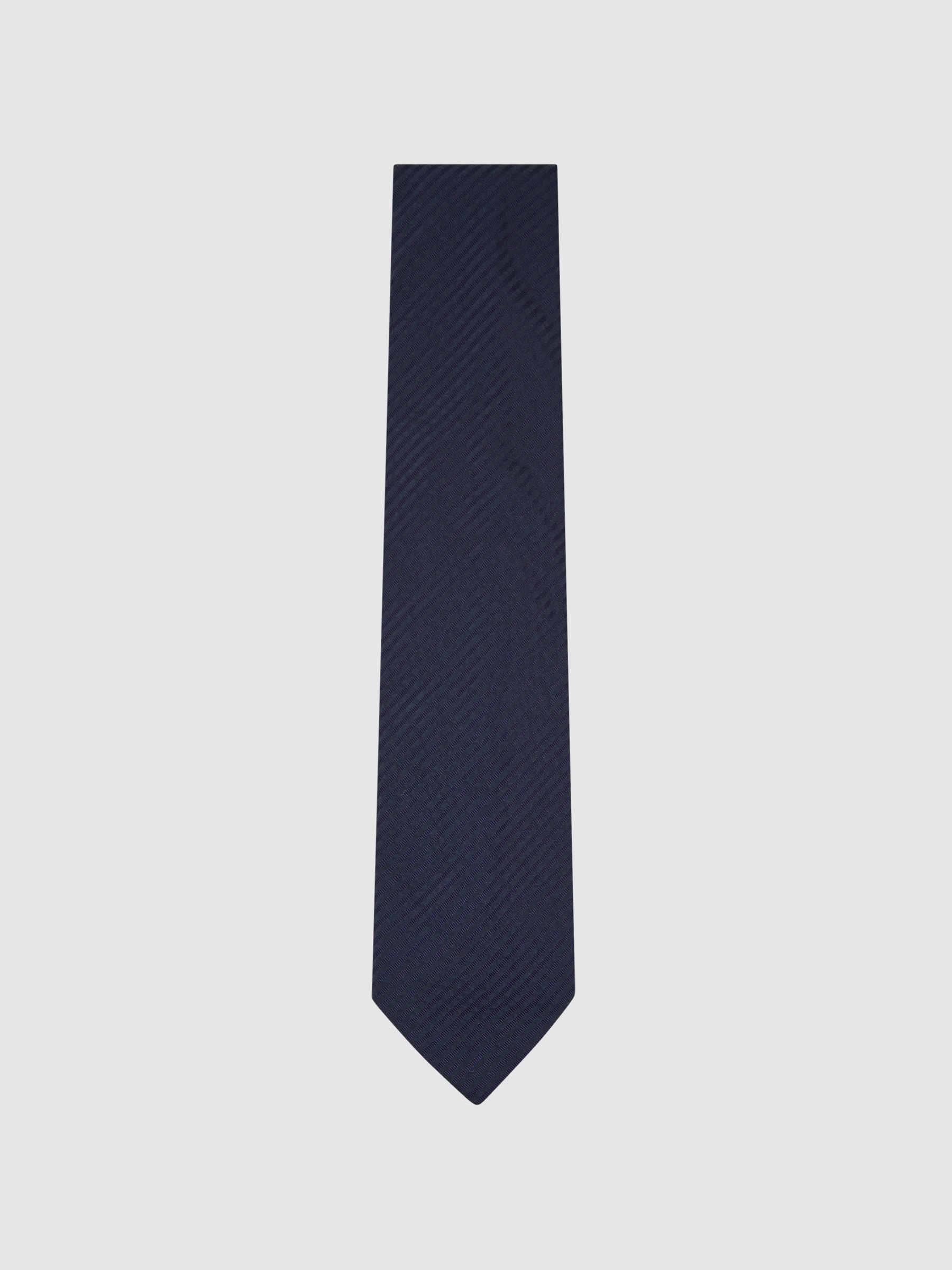 Cotton-Silk Stripe Seersucker Tie in Navy - image 4