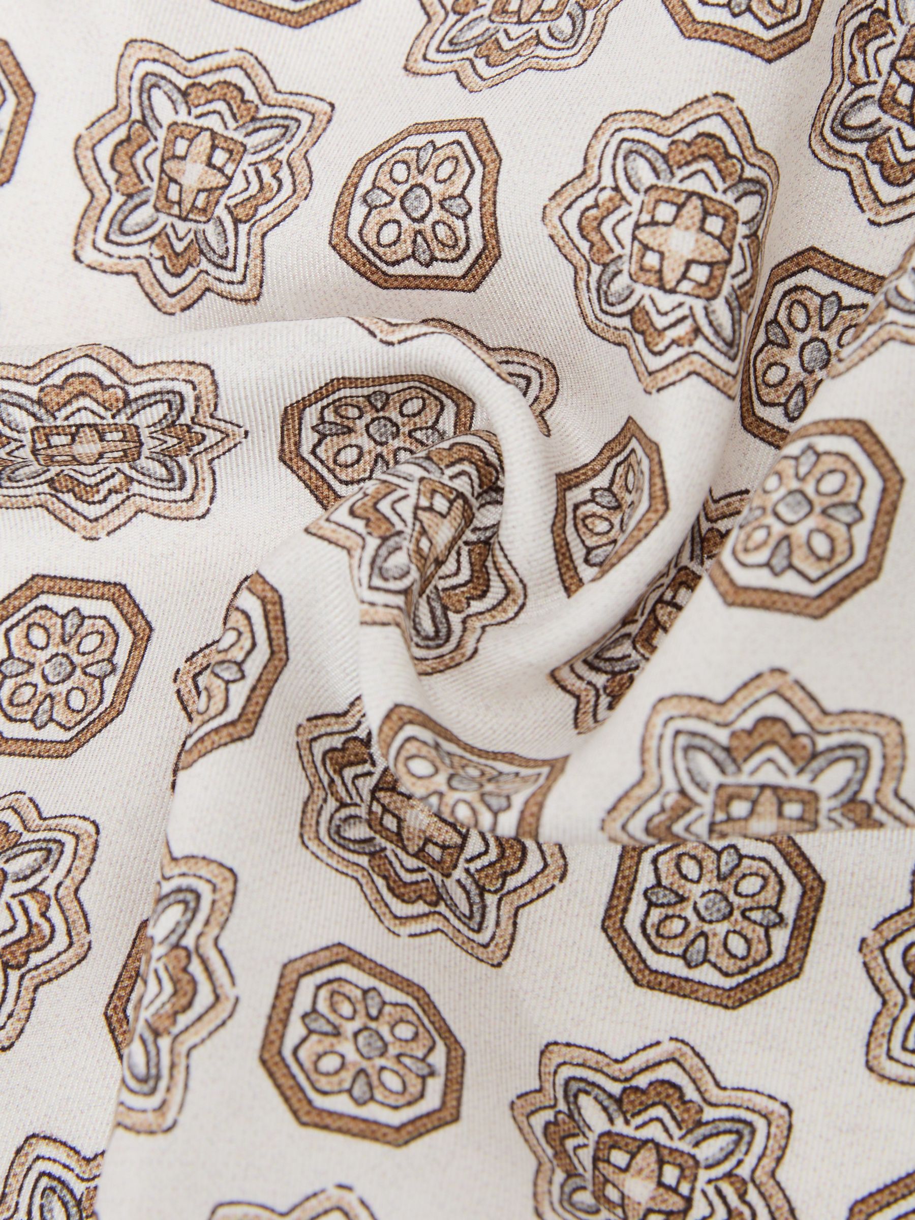 Silk Floral-Medallion Pocket Square in Ivory White - image 1