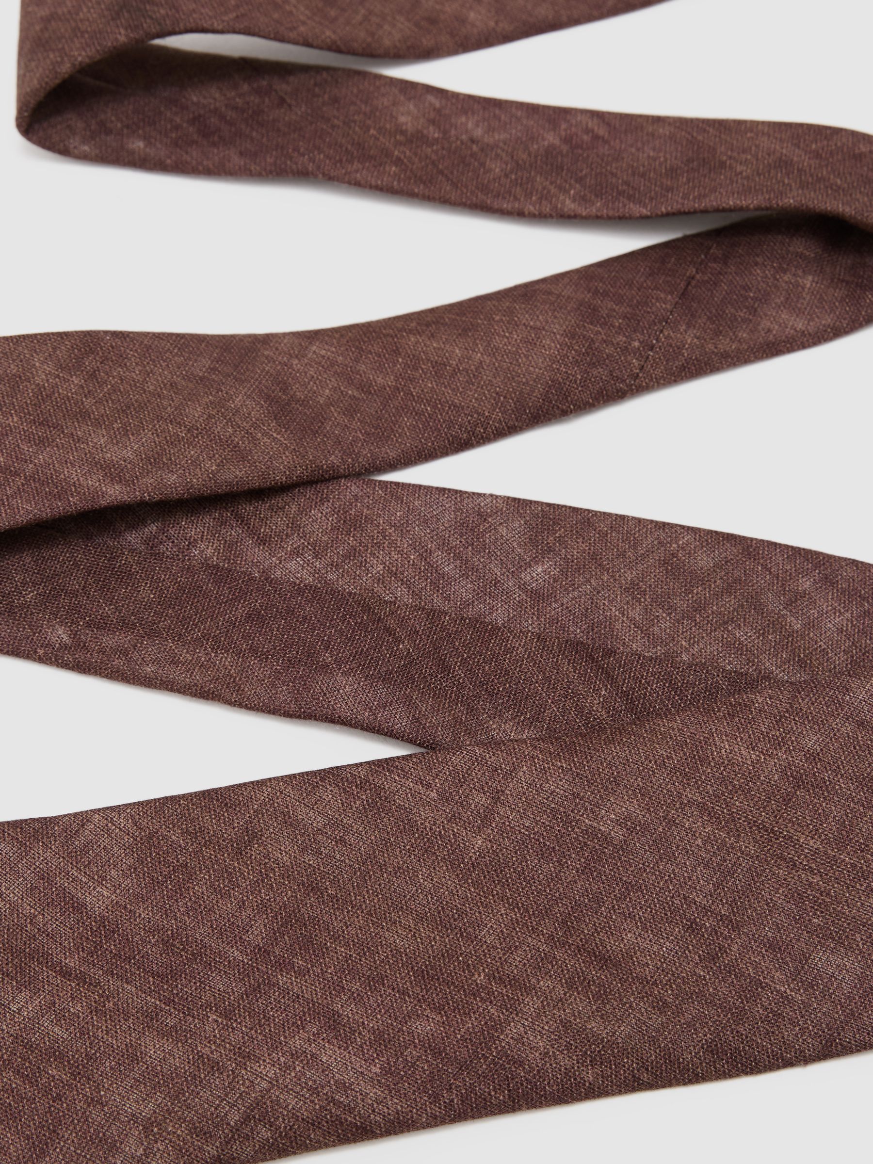 Linen Woven Tie in Chocolate Brown - image 5