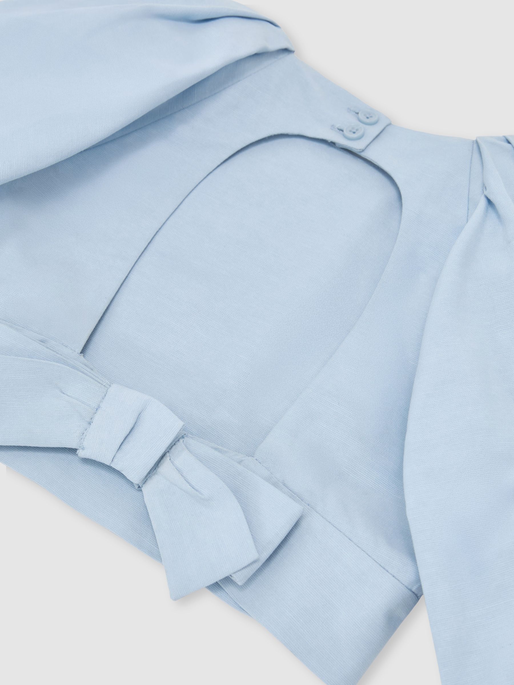 Puff-Sleeve Tie-Back Top in Pale Blue - Image 5 of 5