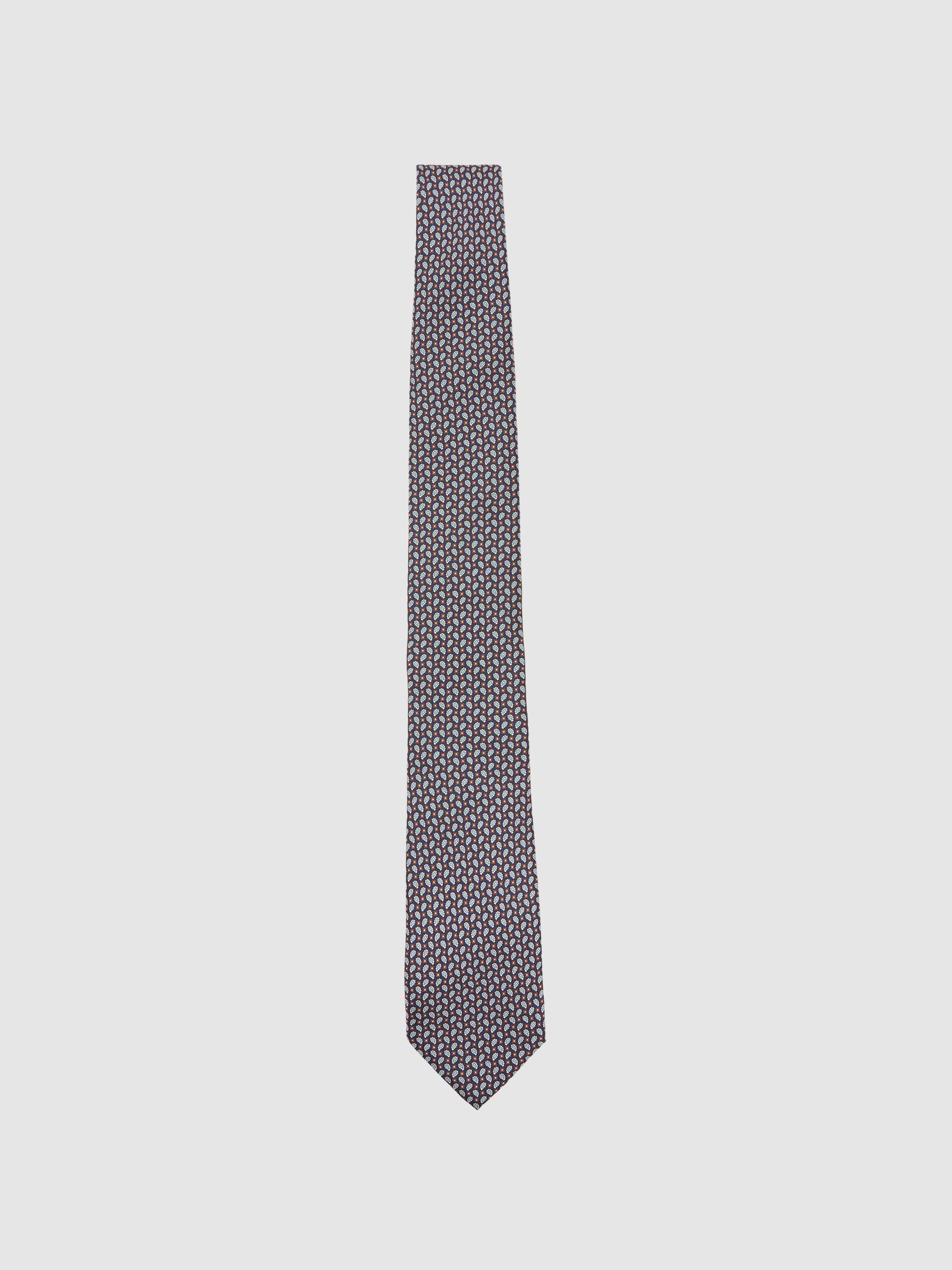 Silk Micro Paisley-Print Tie in Navy - image 1