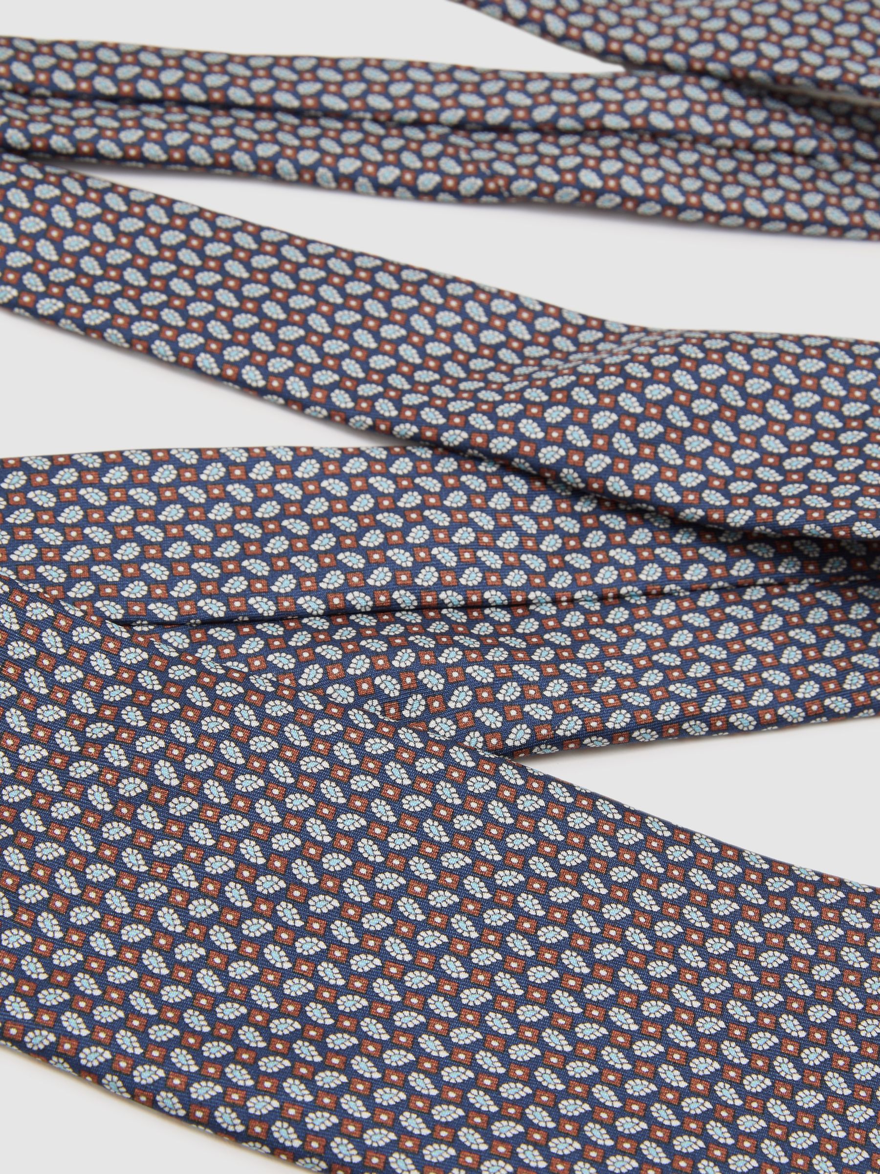 Silk Micro Paisley-Print Tie in Navy - Image 3 of 5