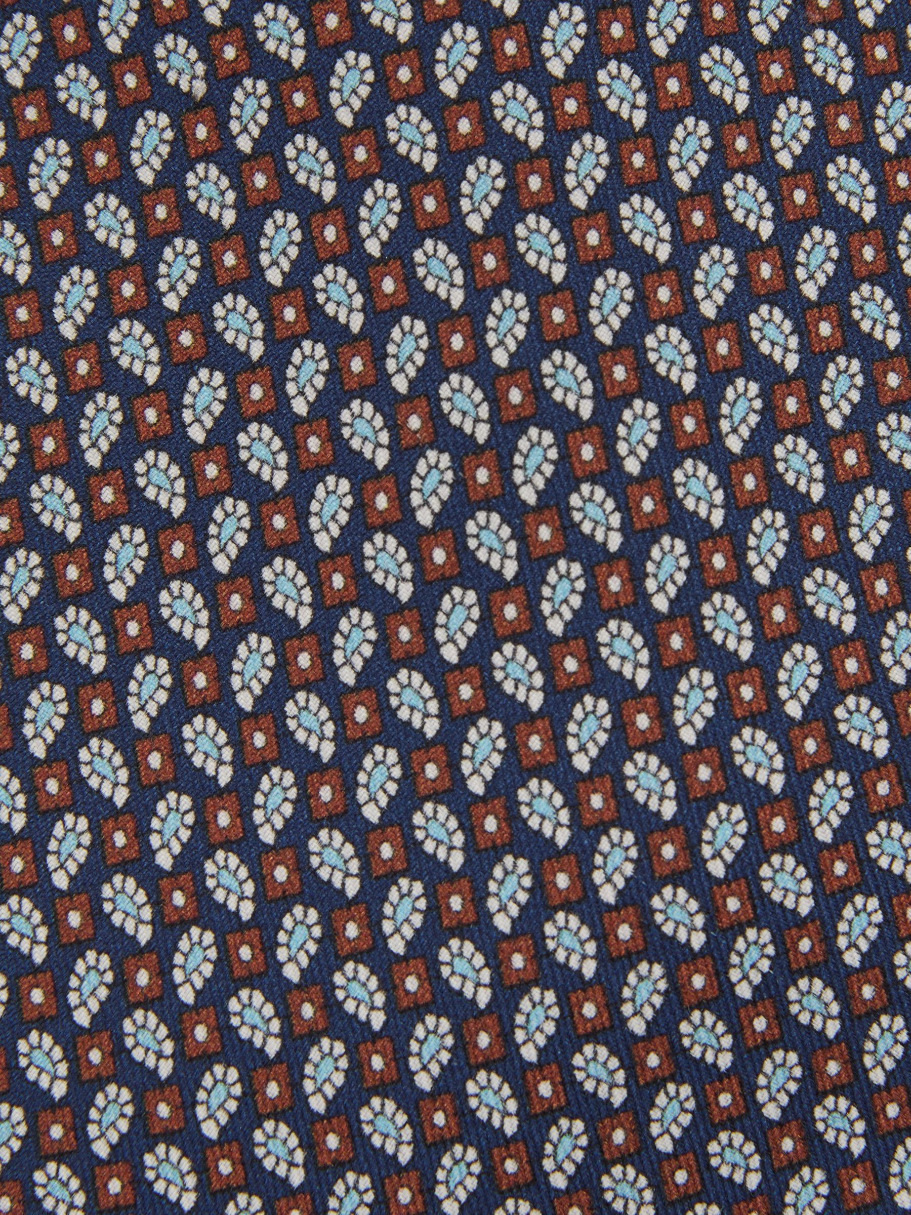 Silk Micro Paisley-Print Tie in Navy - image 2