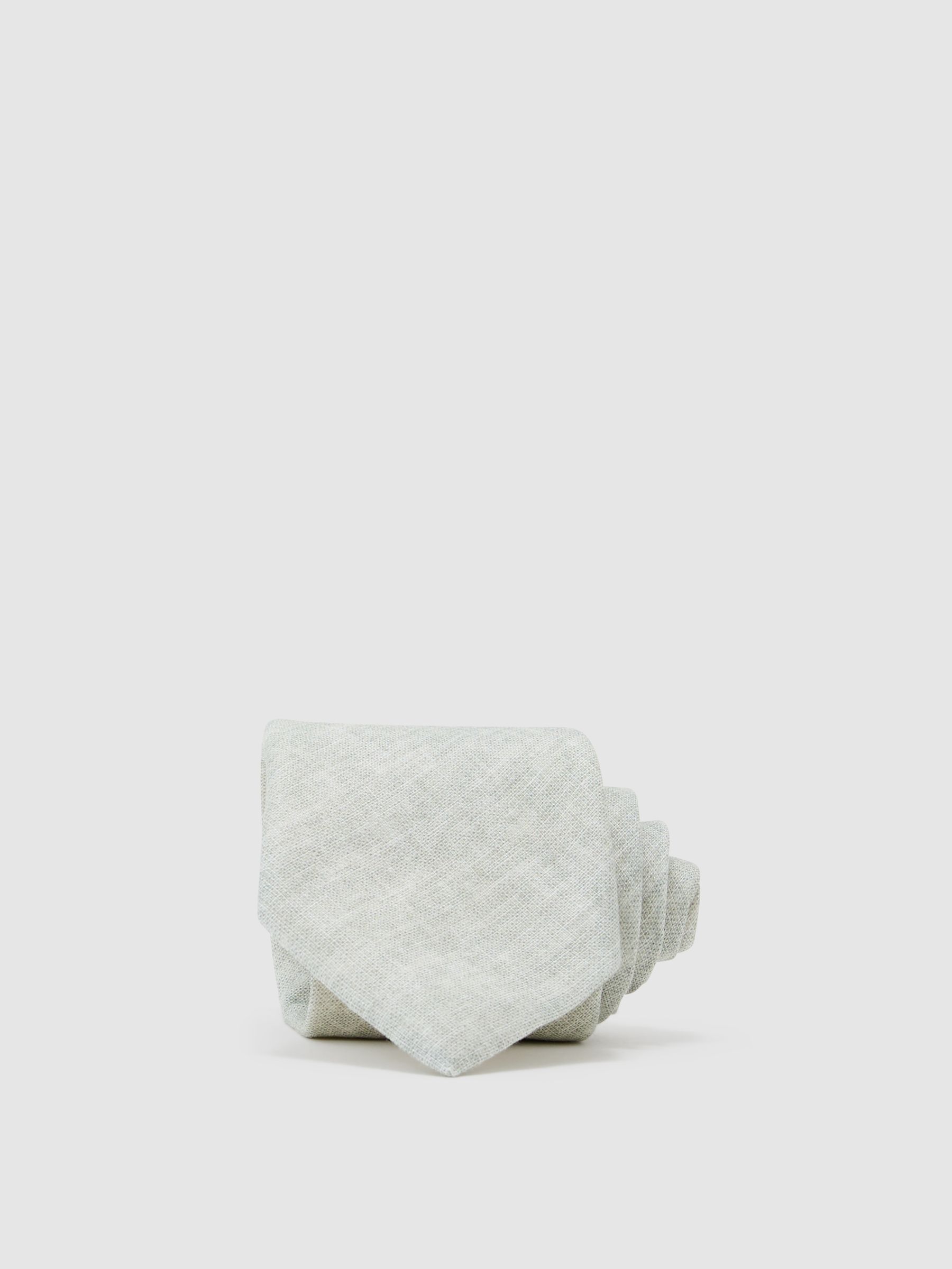 Linen Woven Tie in Light Sage Green - image 5
