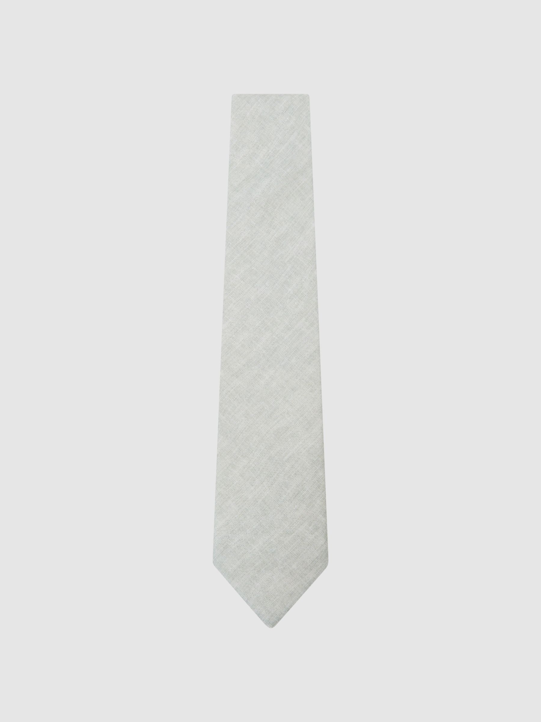 Linen Woven Tie in Light Sage Green - image 4