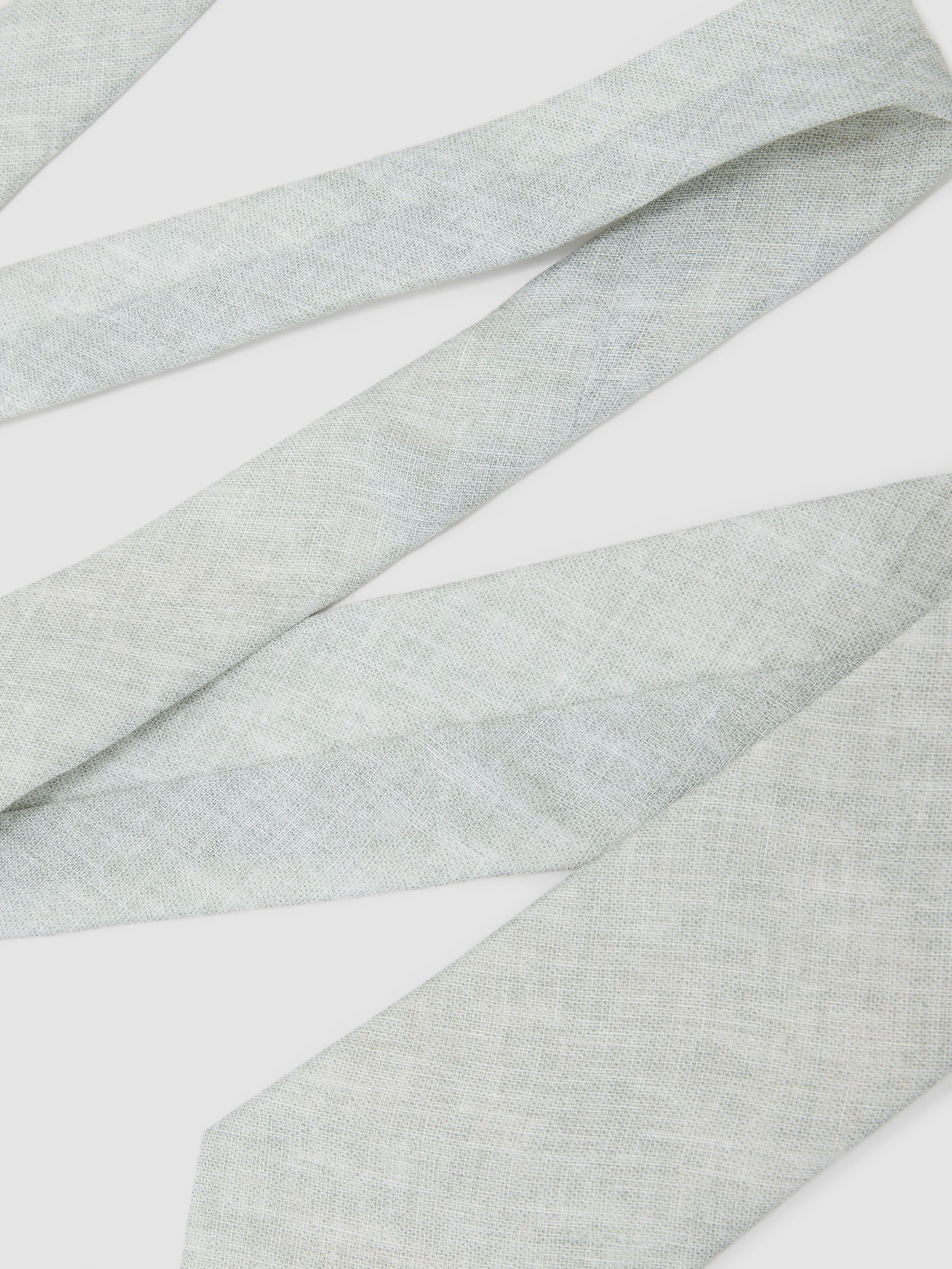 Linen Woven Tie in Light Sage Green - Image 3 of 5