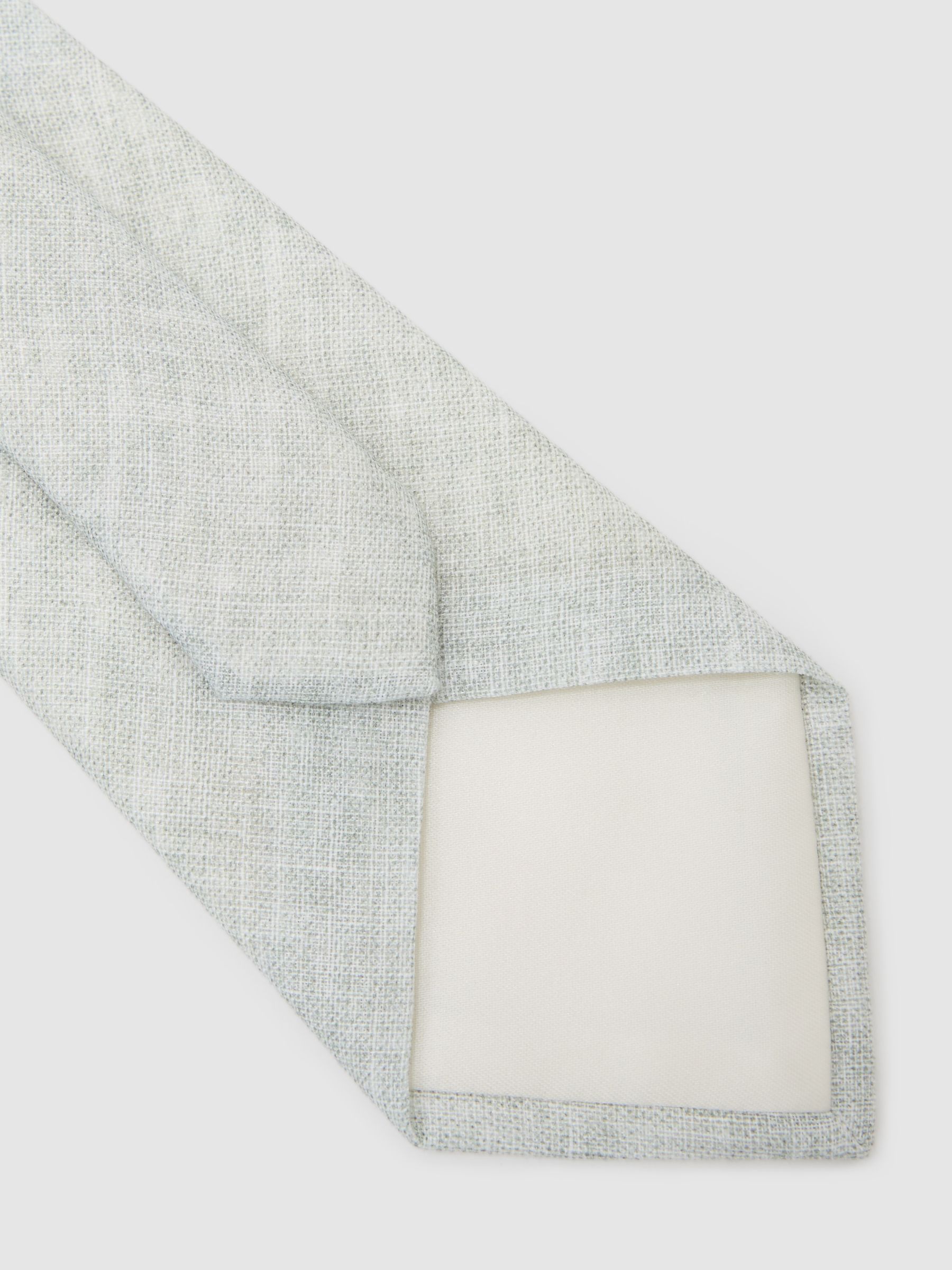 Linen Woven Tie in Light Sage Green - Image 4 of 5