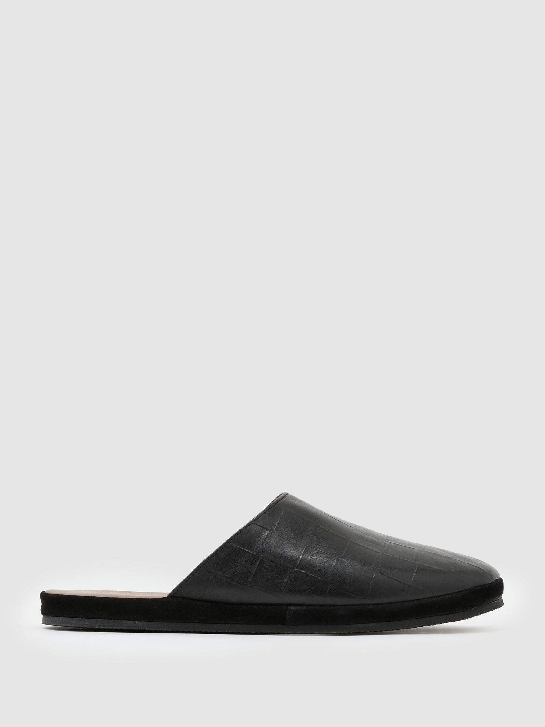 Leather Checkerboard-Embossed Mules in Black - Image 2 of 6