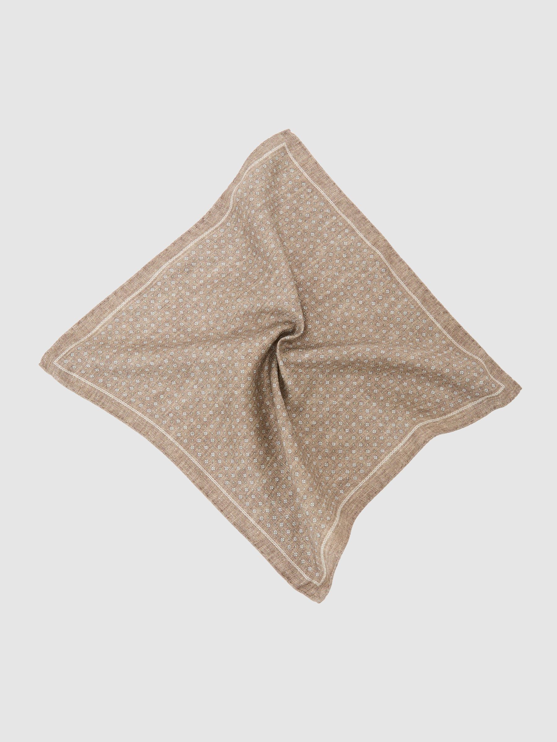 Silk Diamond-Print Pocket Square in Light Brown - Image 2 of 4