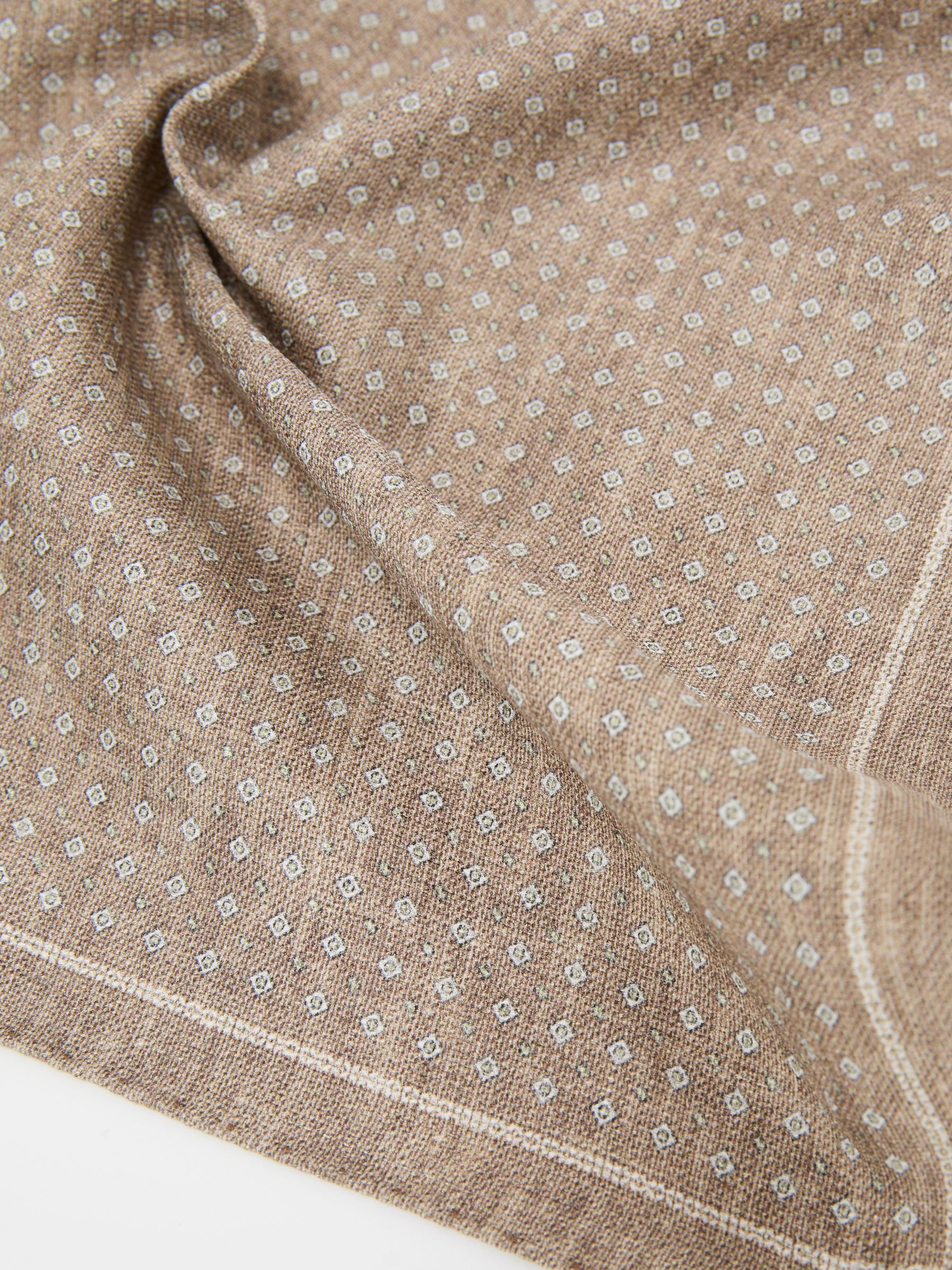 Silk Diamond-Print Pocket Square in Light Brown - Image 3 of 4
