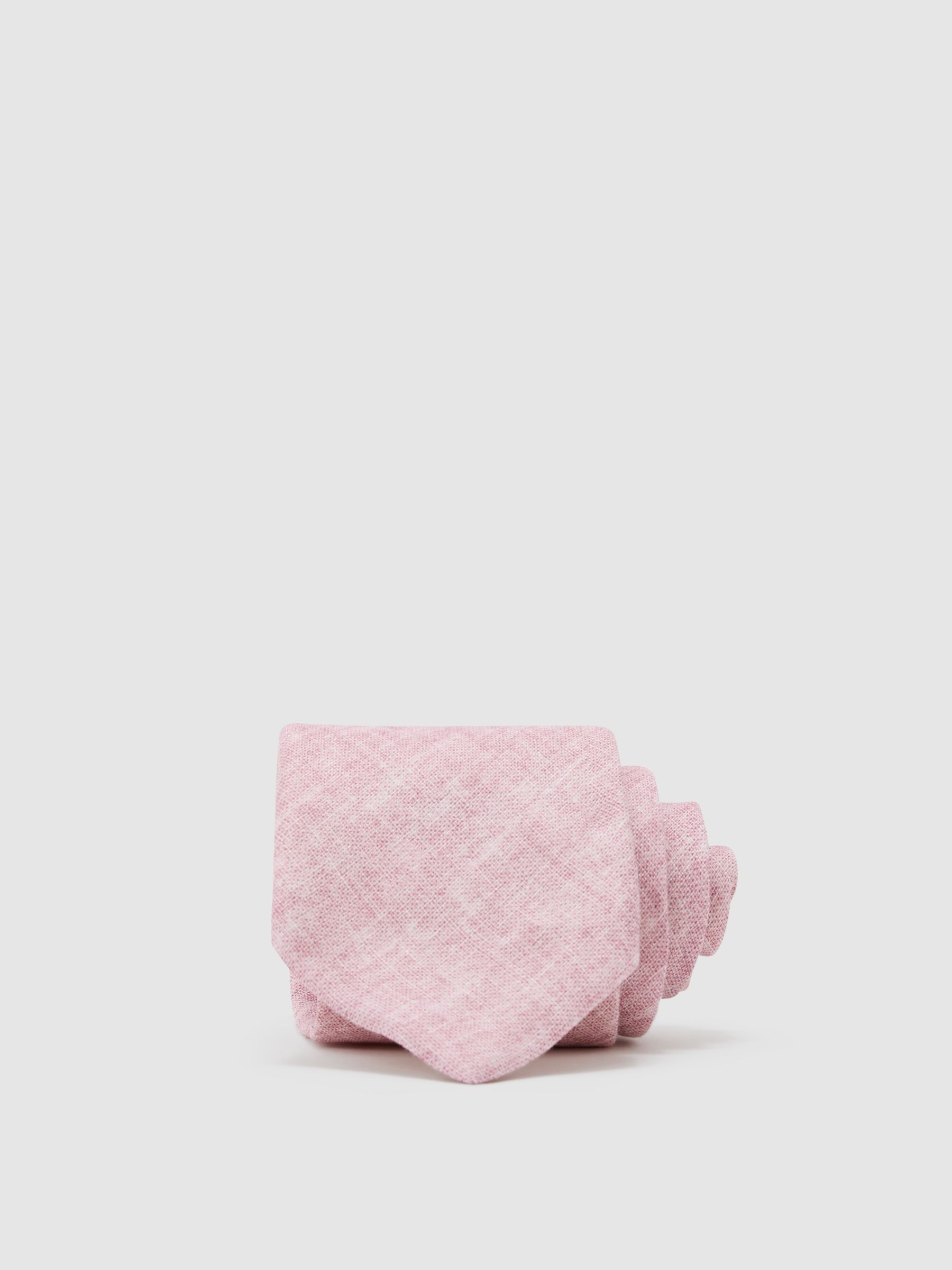 Linen Woven Tie in Rose Pink - Image 1 of 5