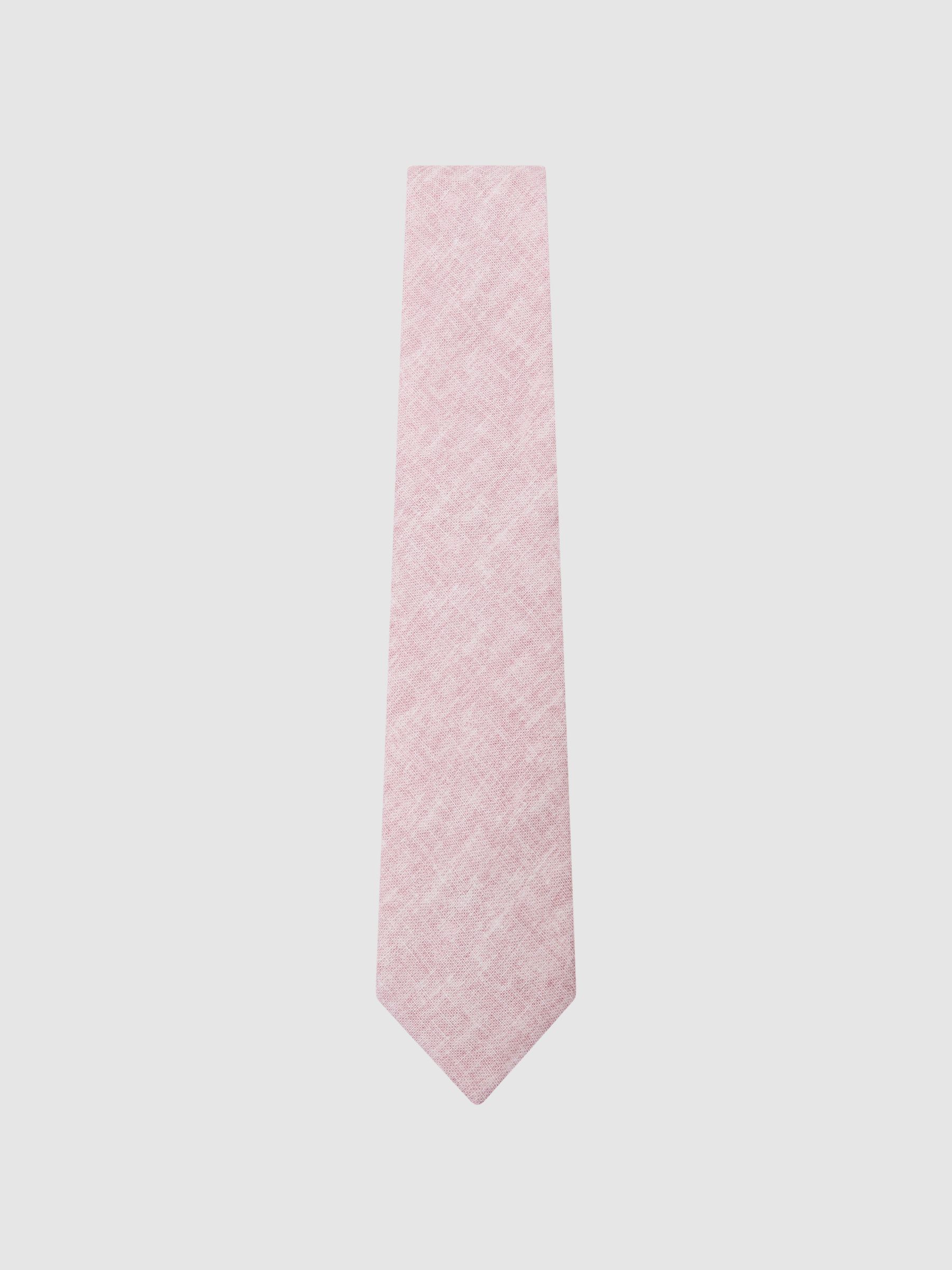 Linen Woven Tie in Rose Pink - image 4