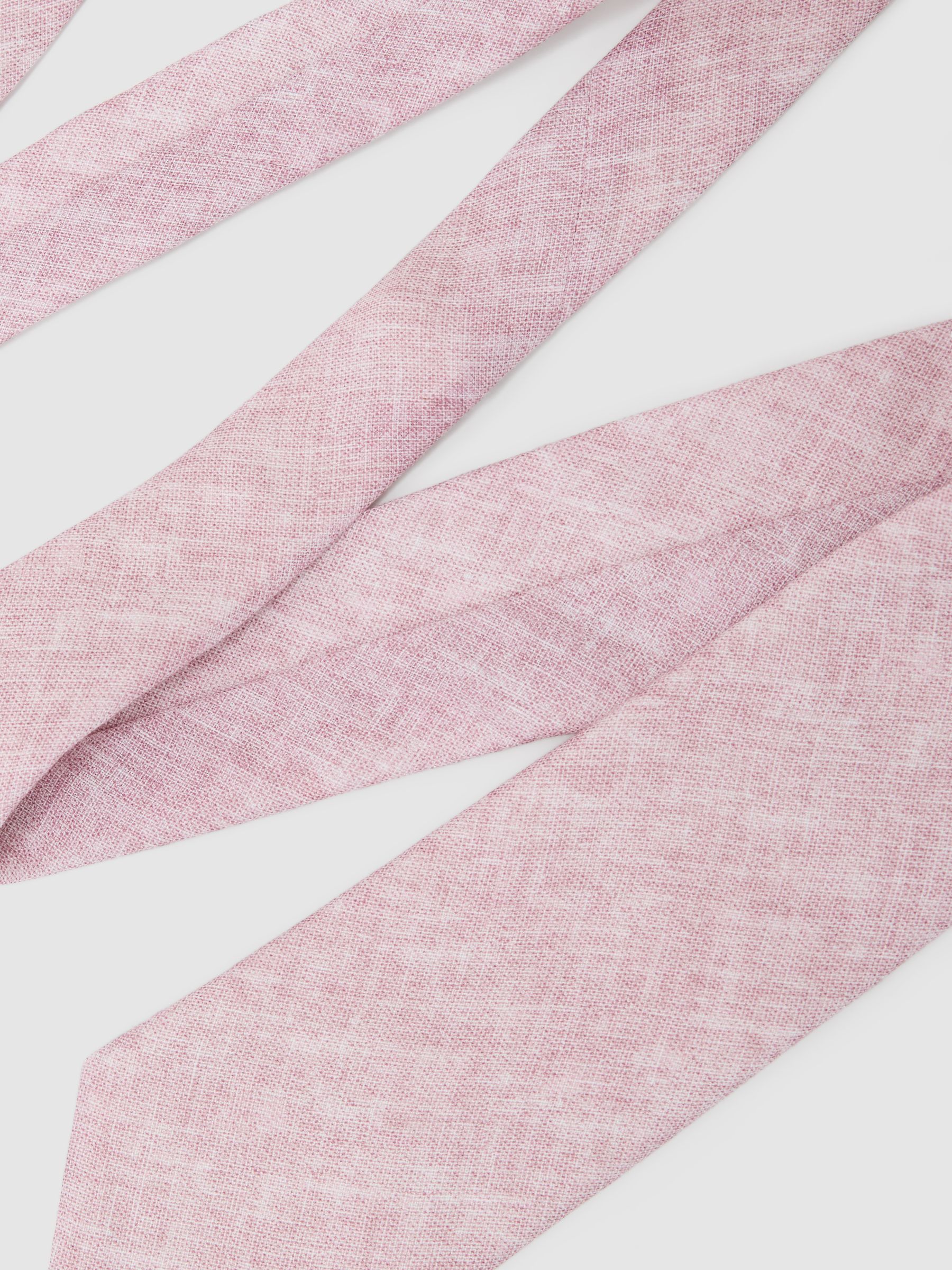 Linen Woven Tie in Rose Pink - Image 3 of 5
