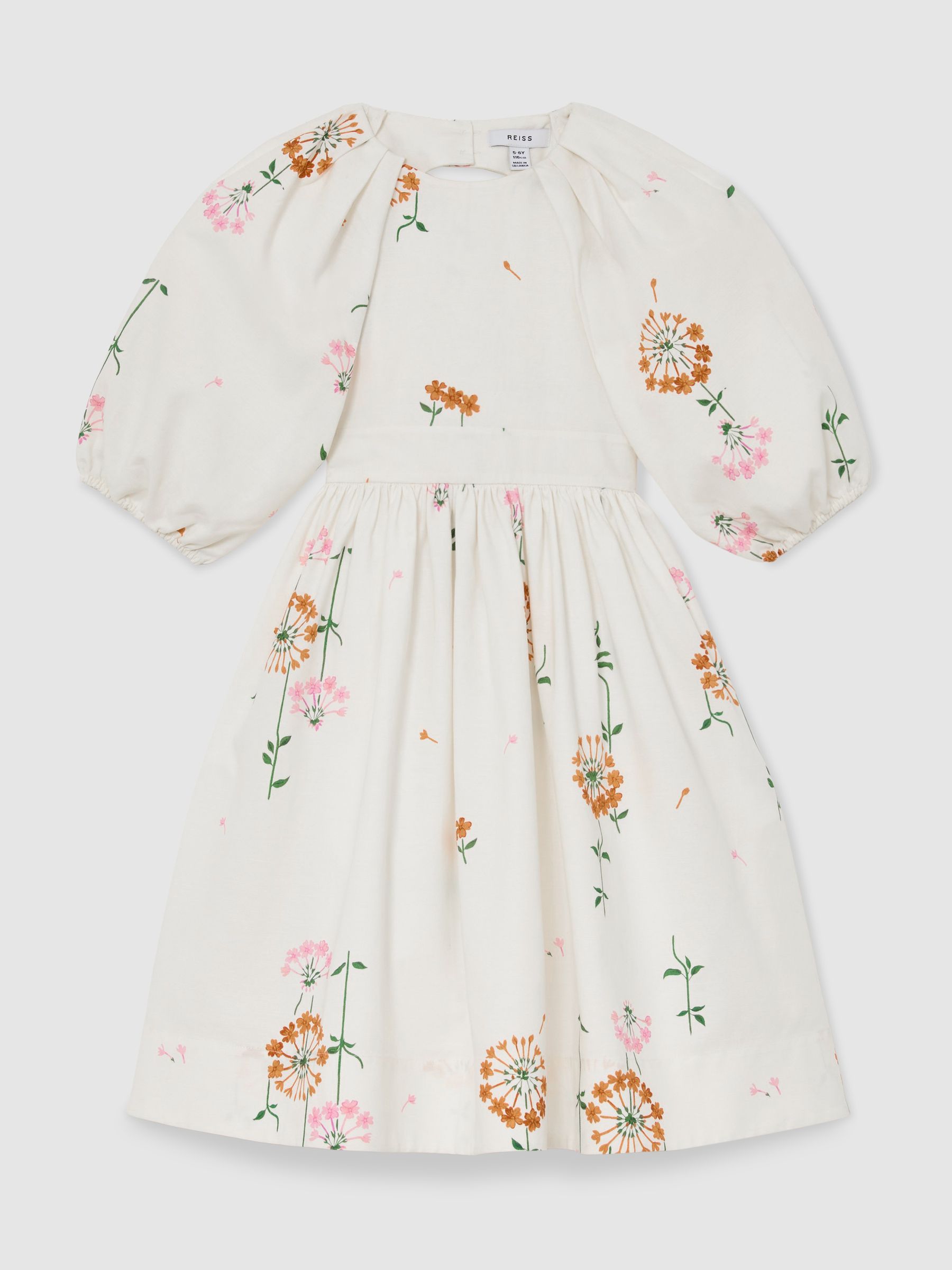 Floral-Print Tie-Back Midi Dress in Multi Print - Image 2 of 5