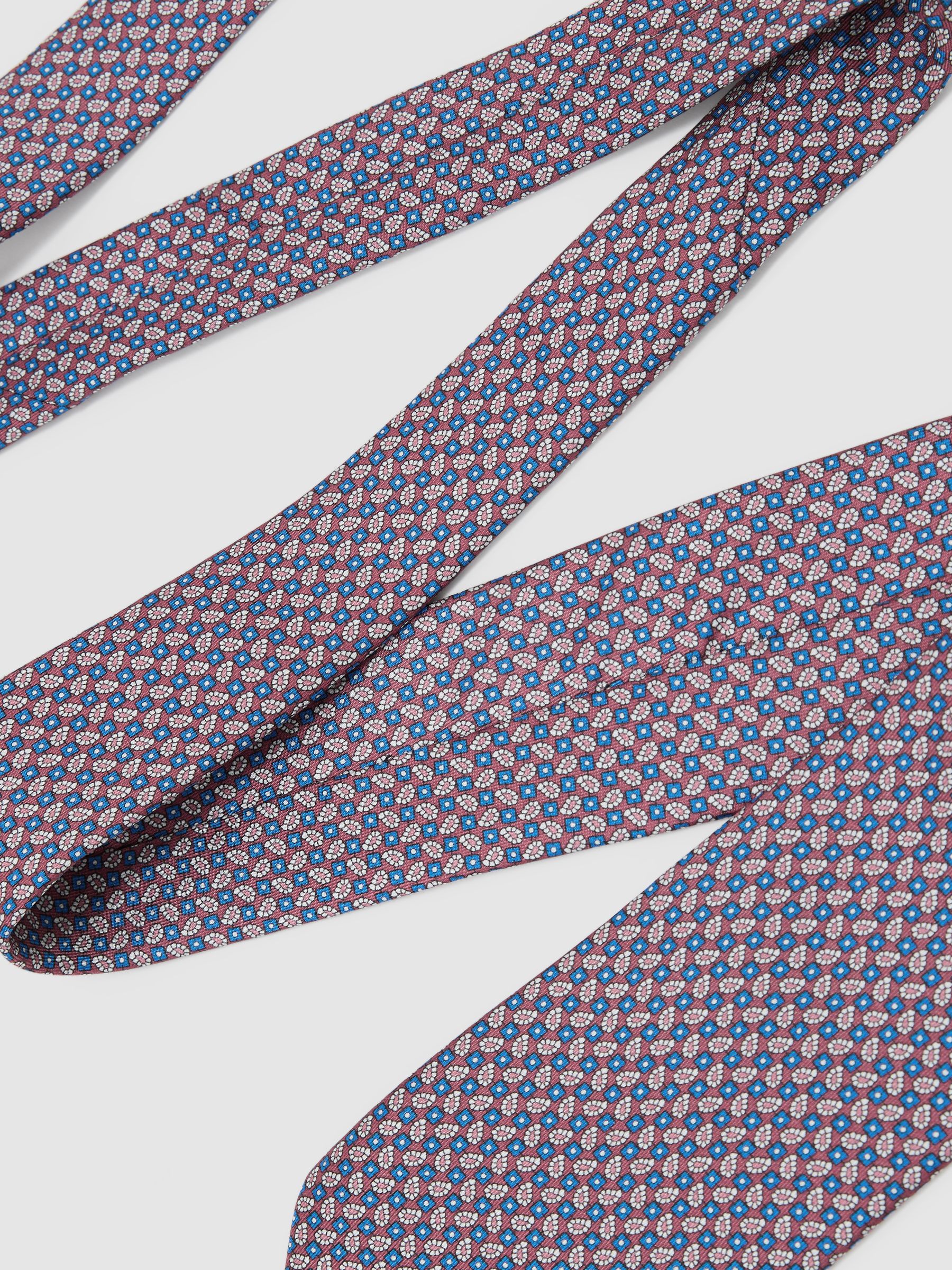 Silk Micro Paisley-Print Tie in Raspberry Pink - image 3