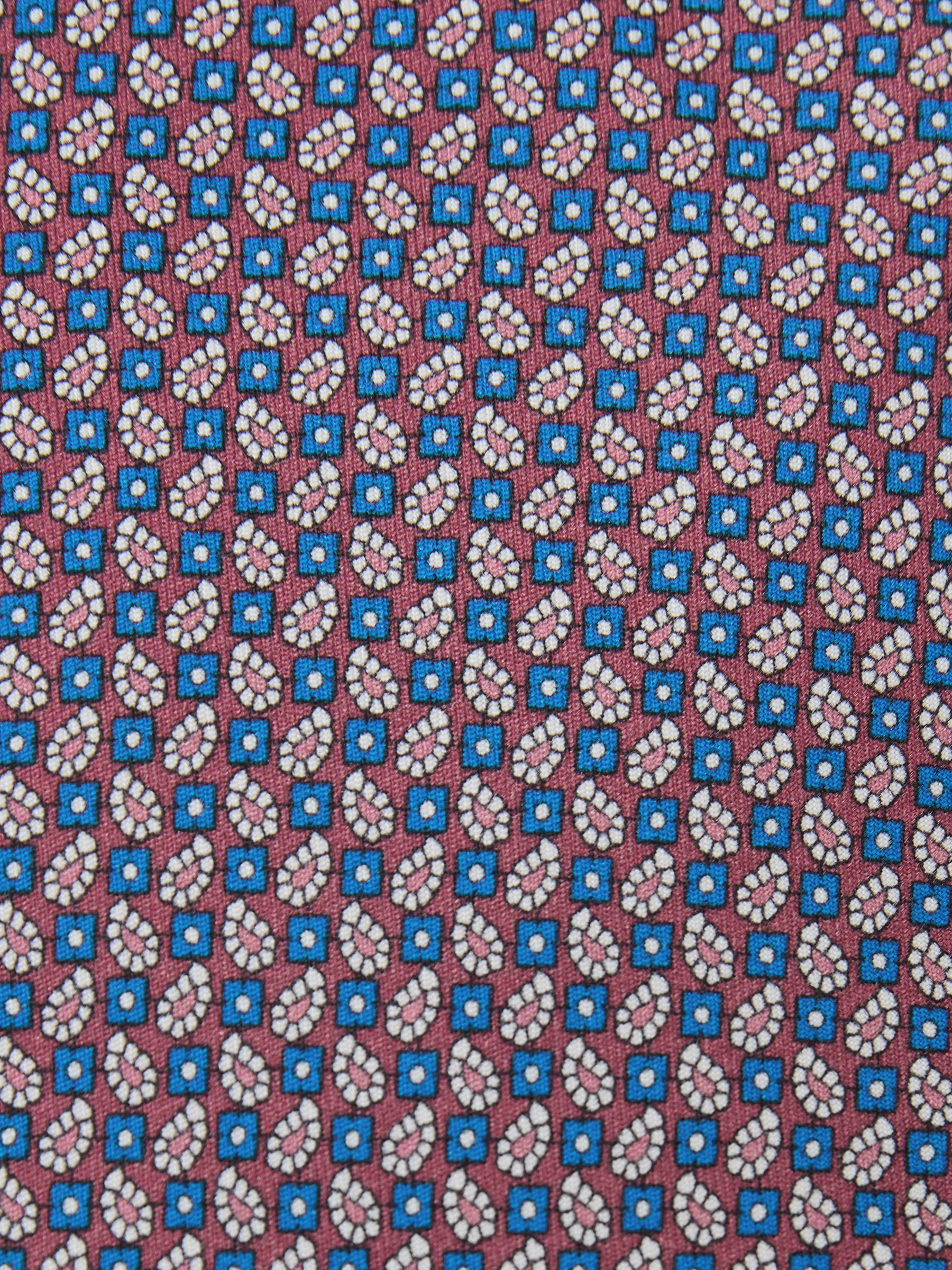 Silk Micro Paisley-Print Tie in Raspberry Pink - Image 5 of 5