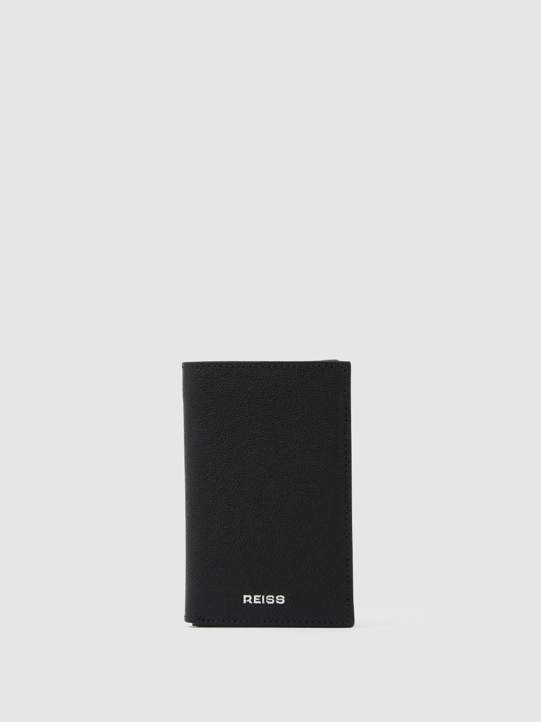 Grained Leather Slim Billfold Cardholder in Black - image 3