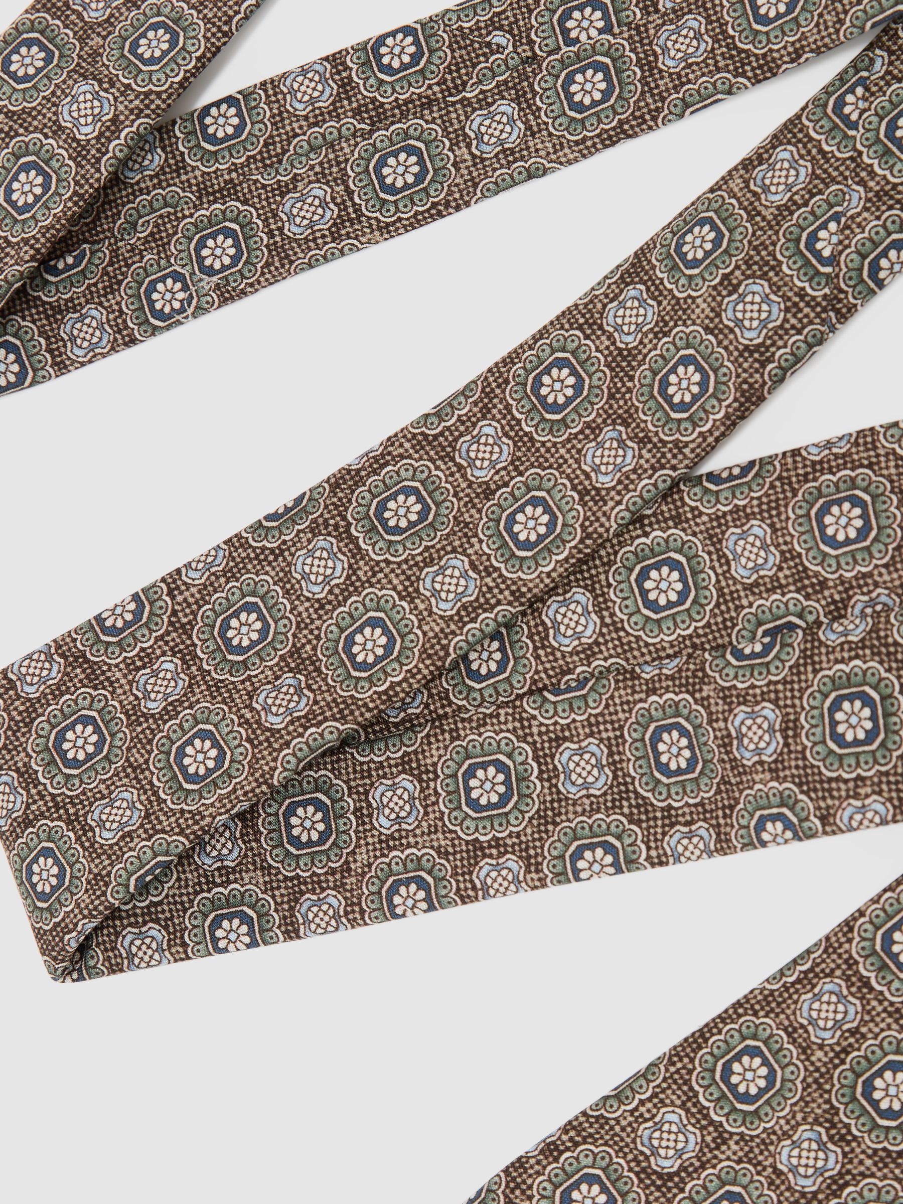 Silk Floral-Medallion Print Tie in Dark Brown - Image 3 of 5