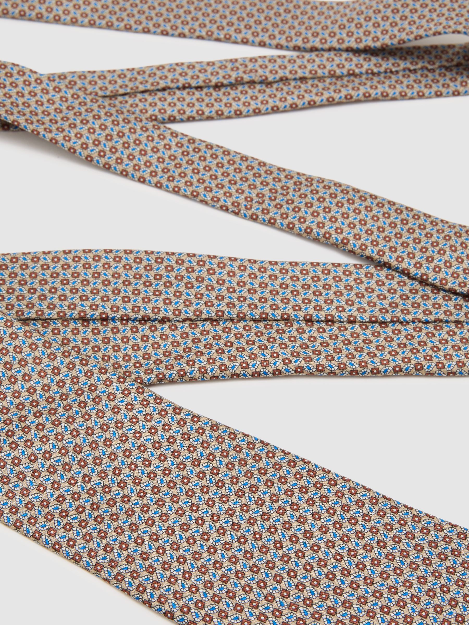 Silk Micro Paisley-Print Tie in Camel Brown - Image 3 of 5