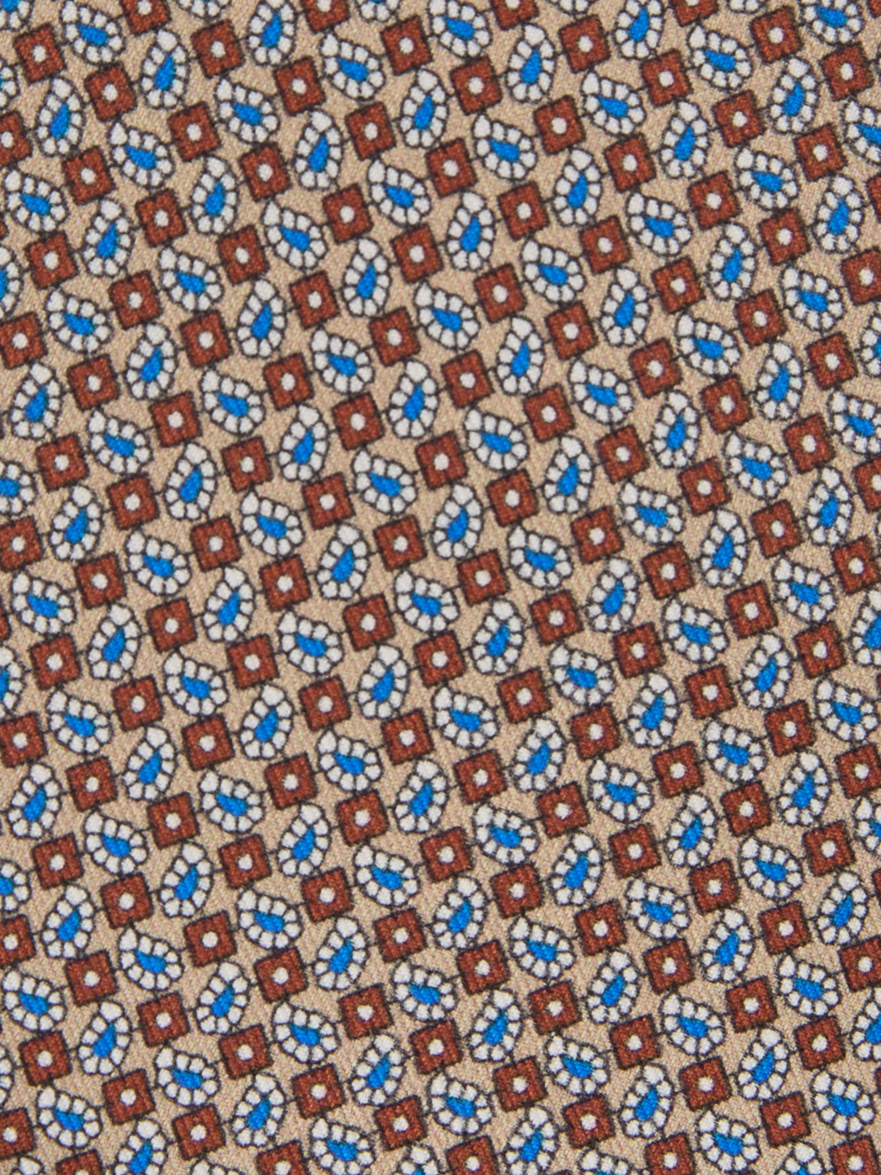 Silk Micro Paisley-Print Tie in Camel Brown - image 2