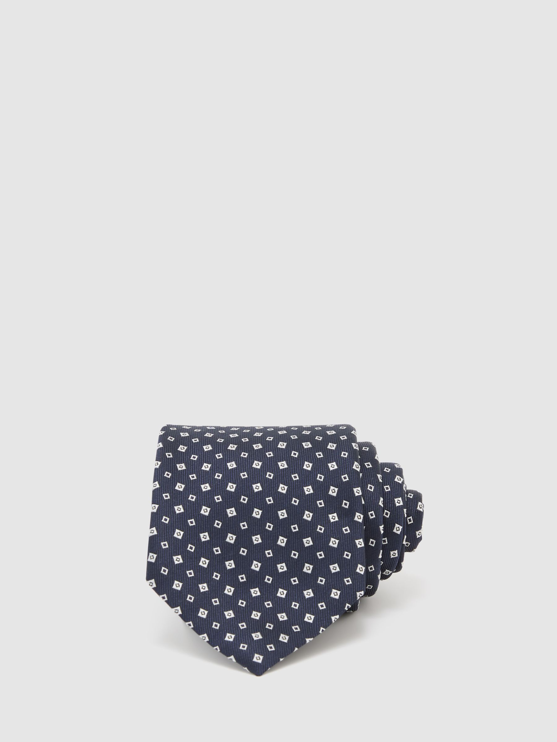 Silk-Blend Micro-Square Tie in Navy - Image 1 of 5