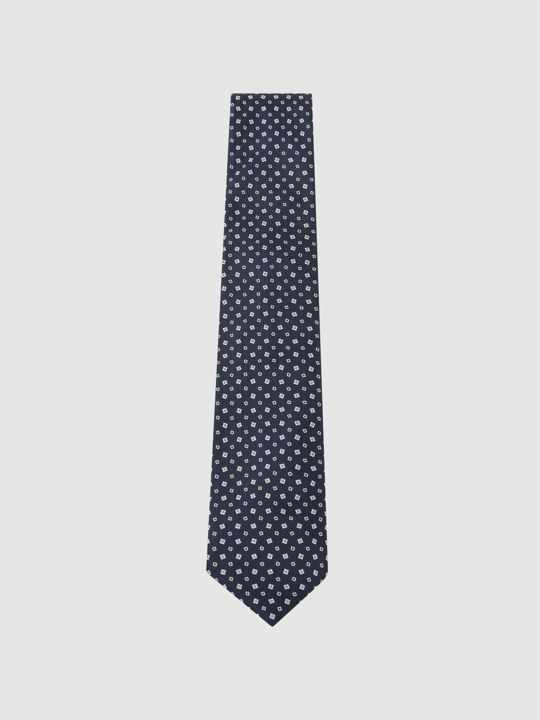 Silk-Blend Micro-Square Tie in Navy - Image 2 of 5
