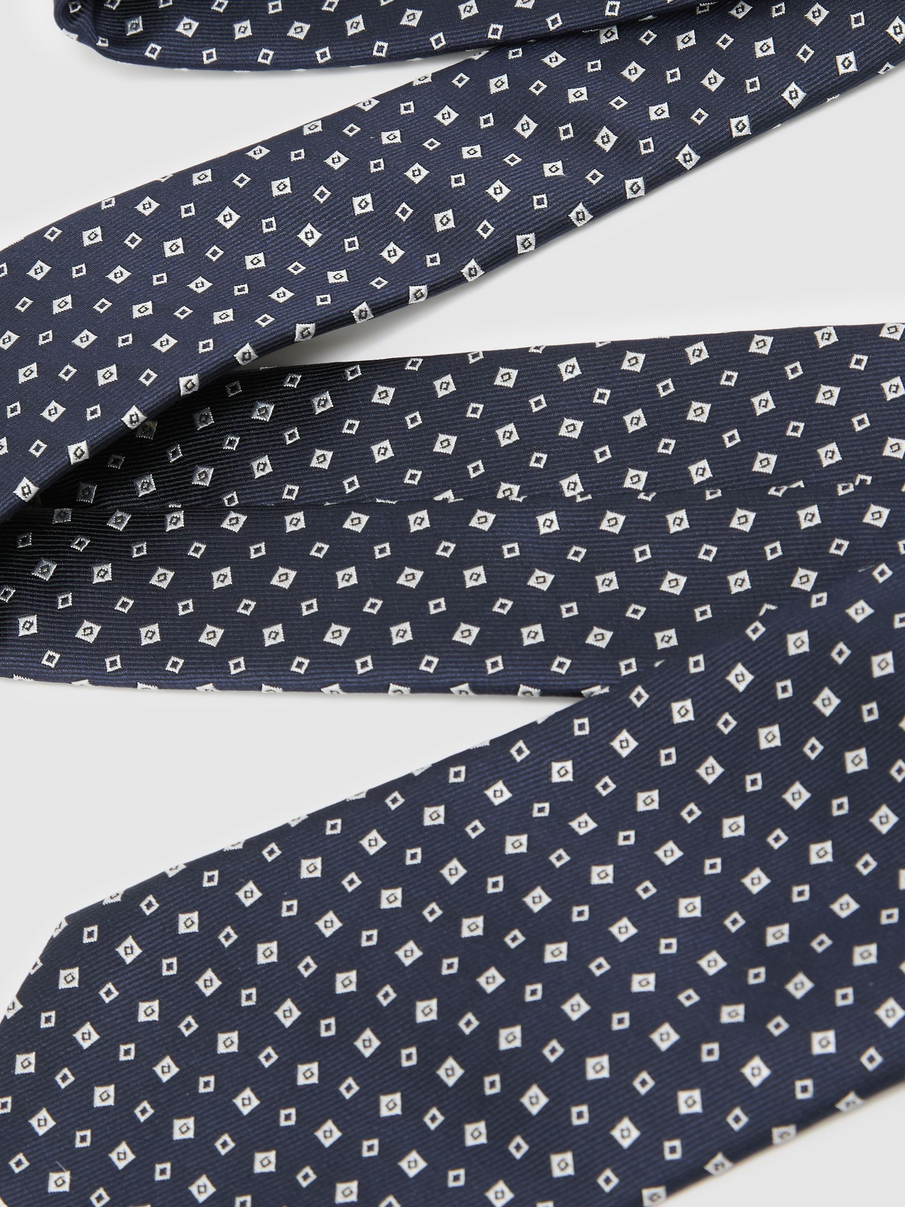 Silk-Blend Micro-Square Tie in Navy - Image 3 of 5