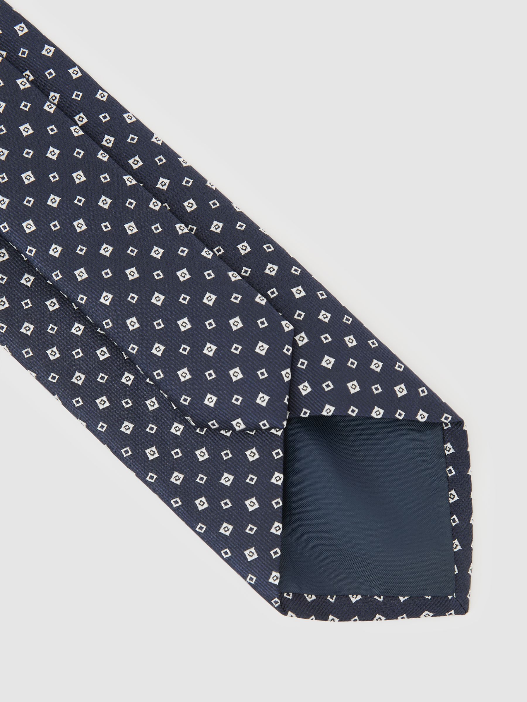 Silk-Blend Micro-Square Tie in Navy - Image 4 of 5