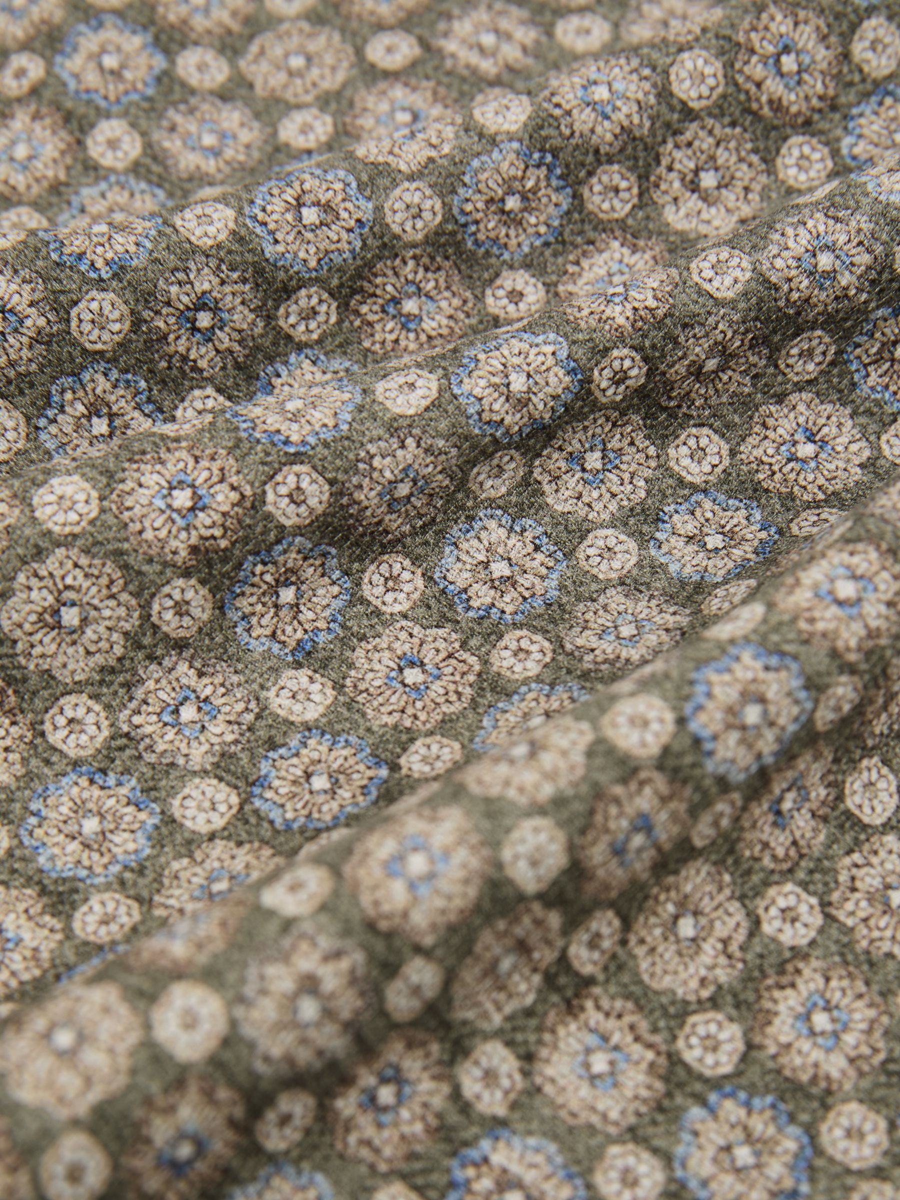 Silk Diamond-Print Pocket Square in Sage Green - Image 5 of 5