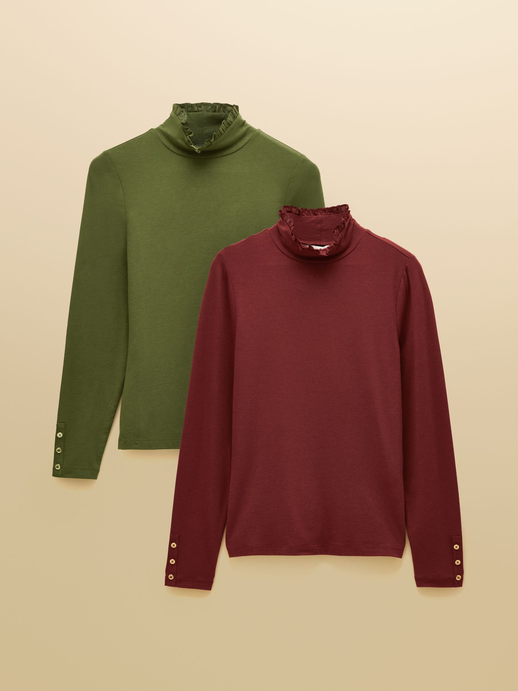 Amy Khaki/Russet Jersey Layering Tops 2 Pack - Image 1 of 7
