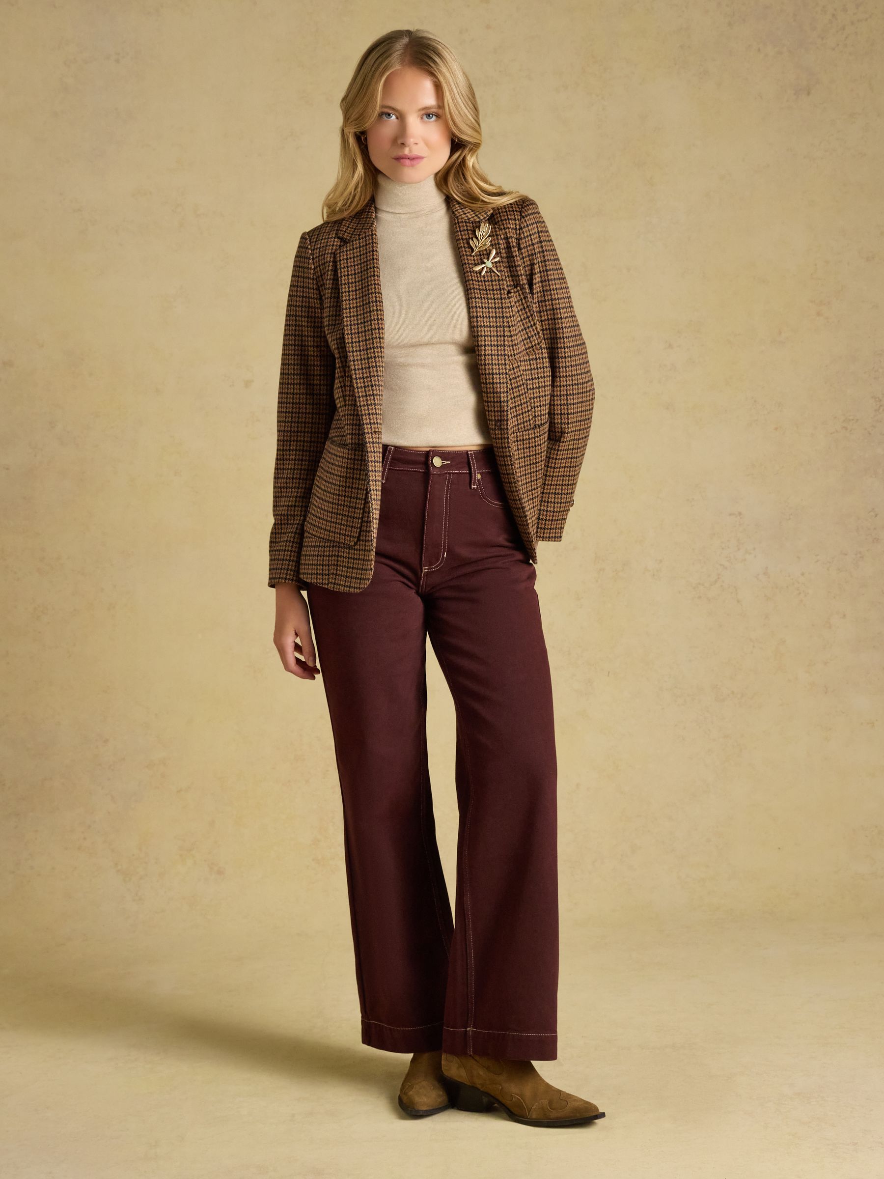 Oat Marl Warm Handle Ribbed Roll Neck Jersey Top - Image 4 of 8
