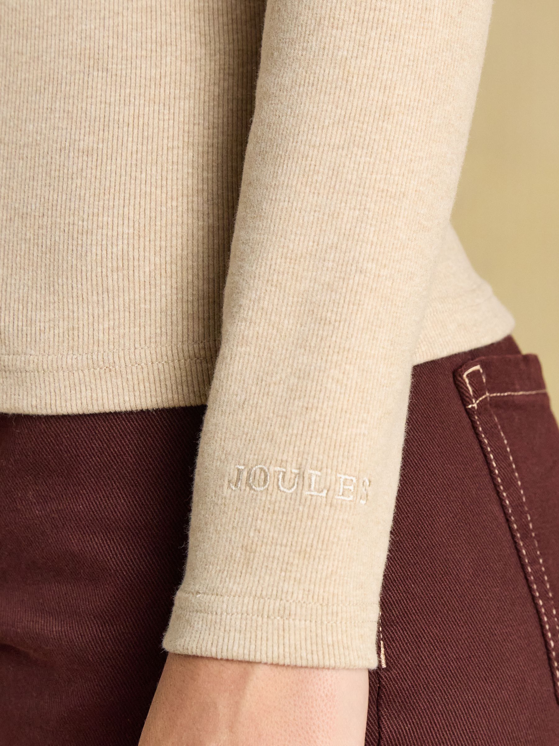 Oat Marl Warm Handle Ribbed Roll Neck Jersey Top - Image 5 of 8