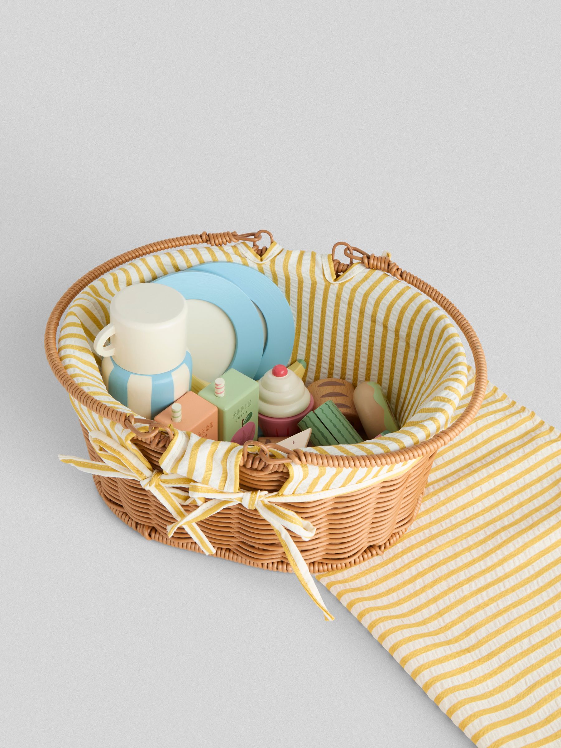 Yellow Picnic Basket with Wooden Food - Image 8 of 8