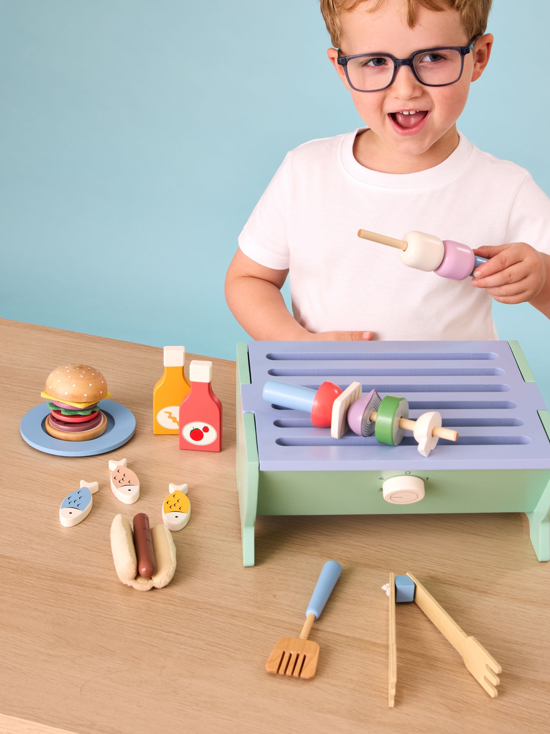 Blue Wooden Barbecue Play Set - Image 1 of 5