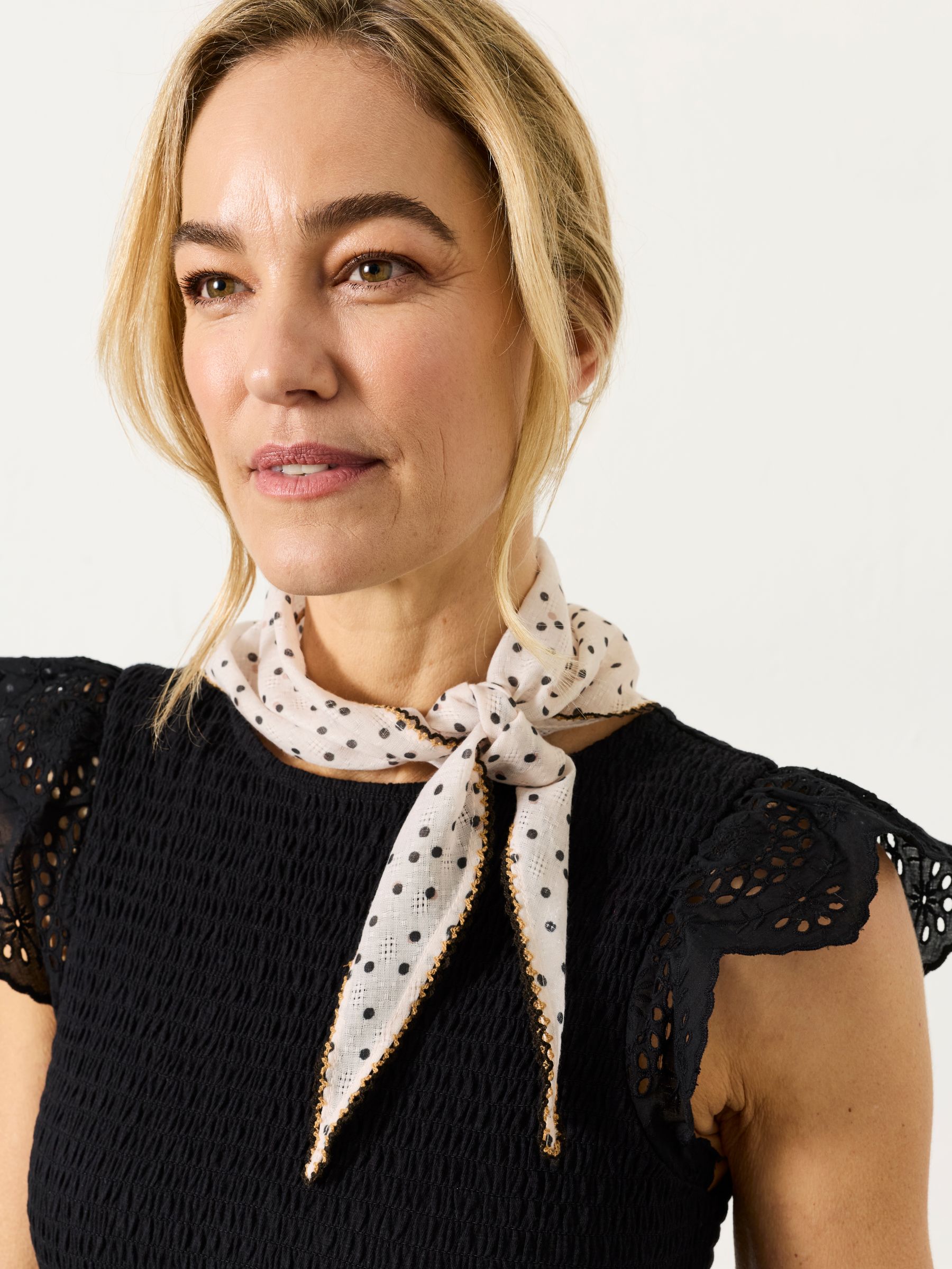 Ivory Polka Dot Triangle Hair Scarf - Image 1 of 3