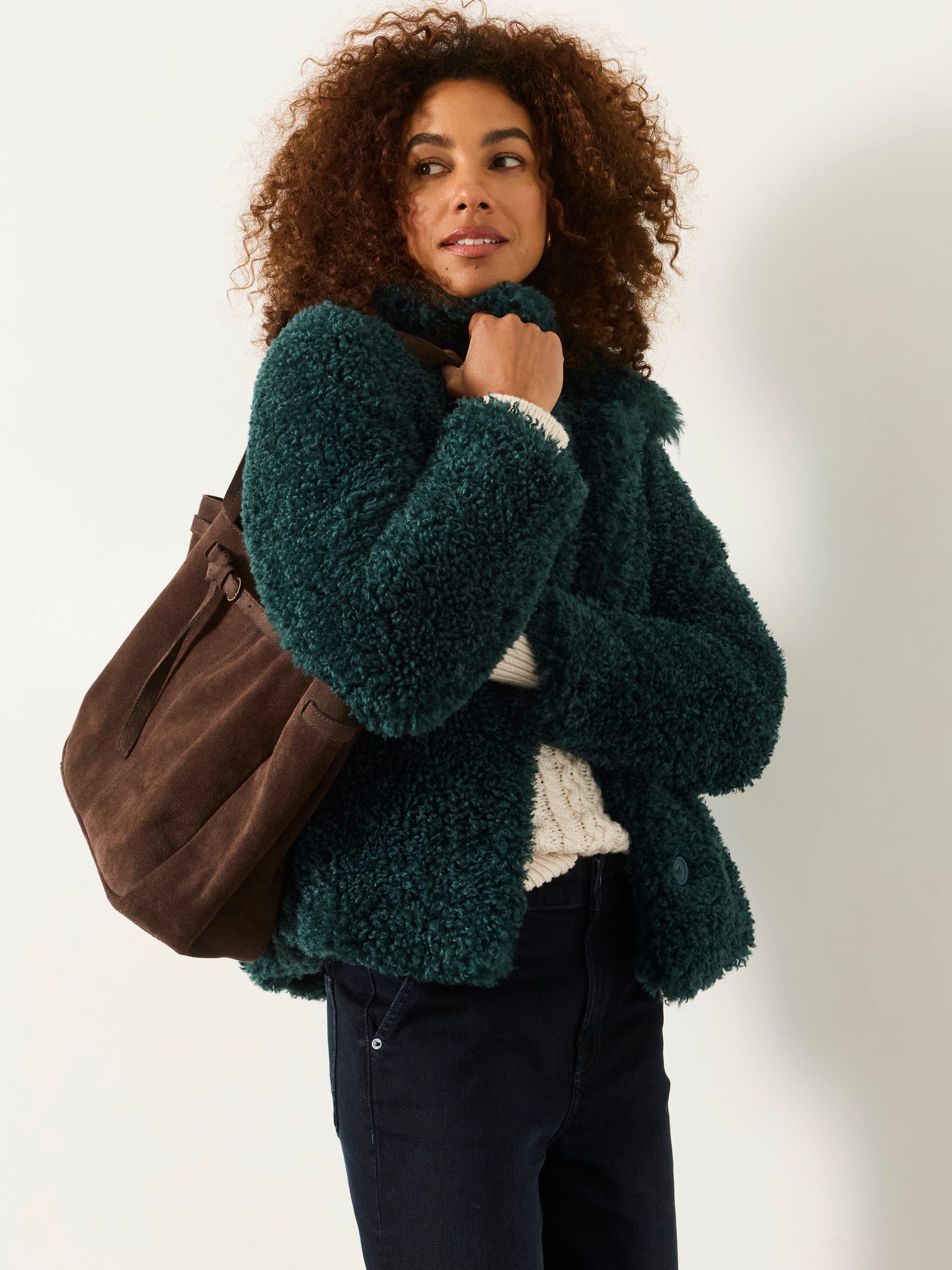 Bianca Teal Blue Petite Short Faux Fur Jacket - Image 3 of 6