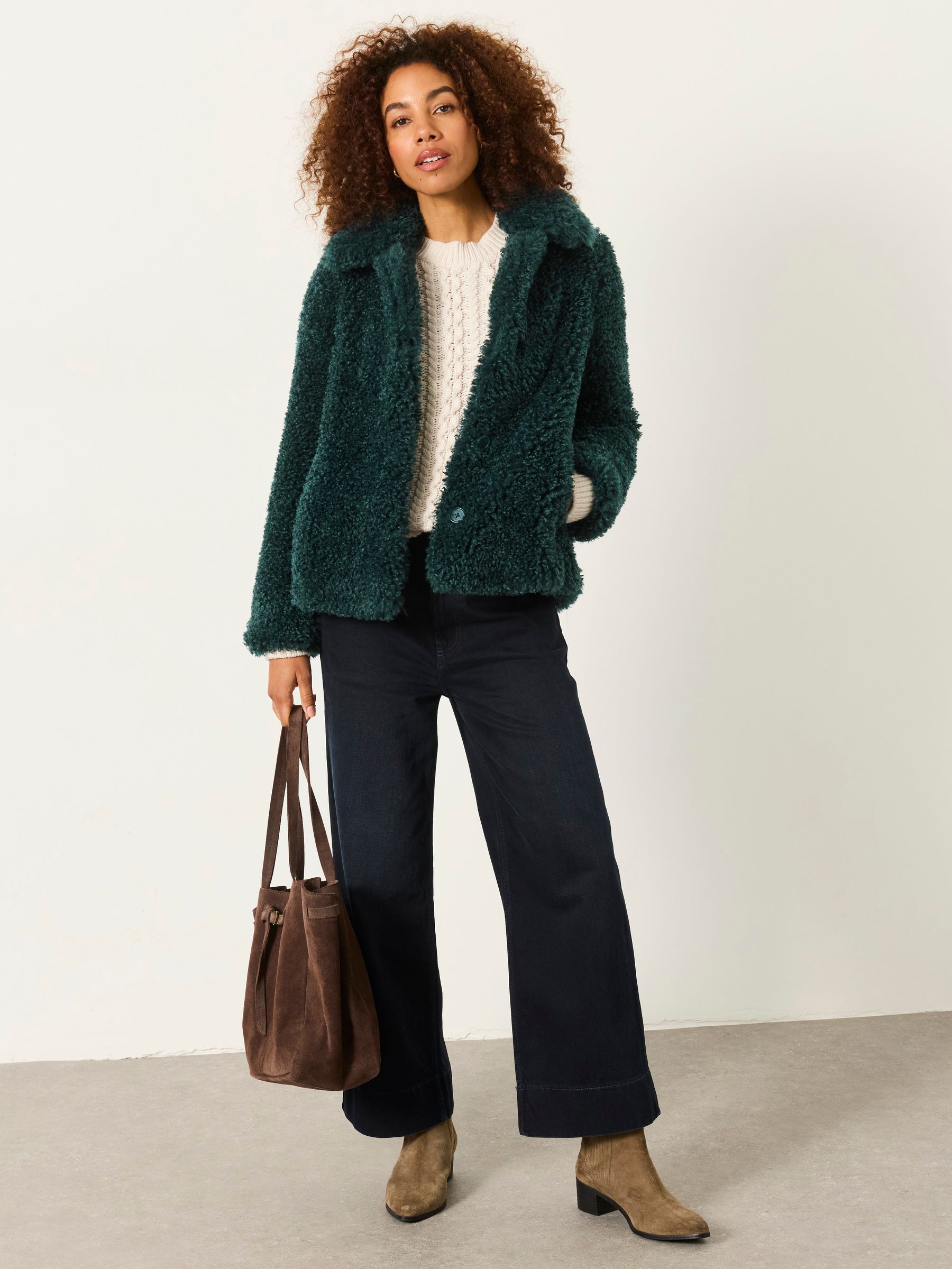 Bianca Teal Blue Petite Short Faux Fur Jacket - Image 4 of 6