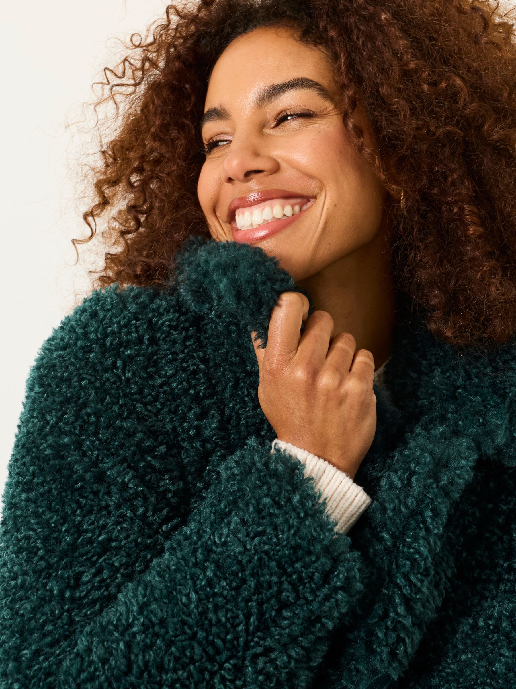 Bianca Teal Blue Petite Short Faux Fur Jacket - Image 5 of 6