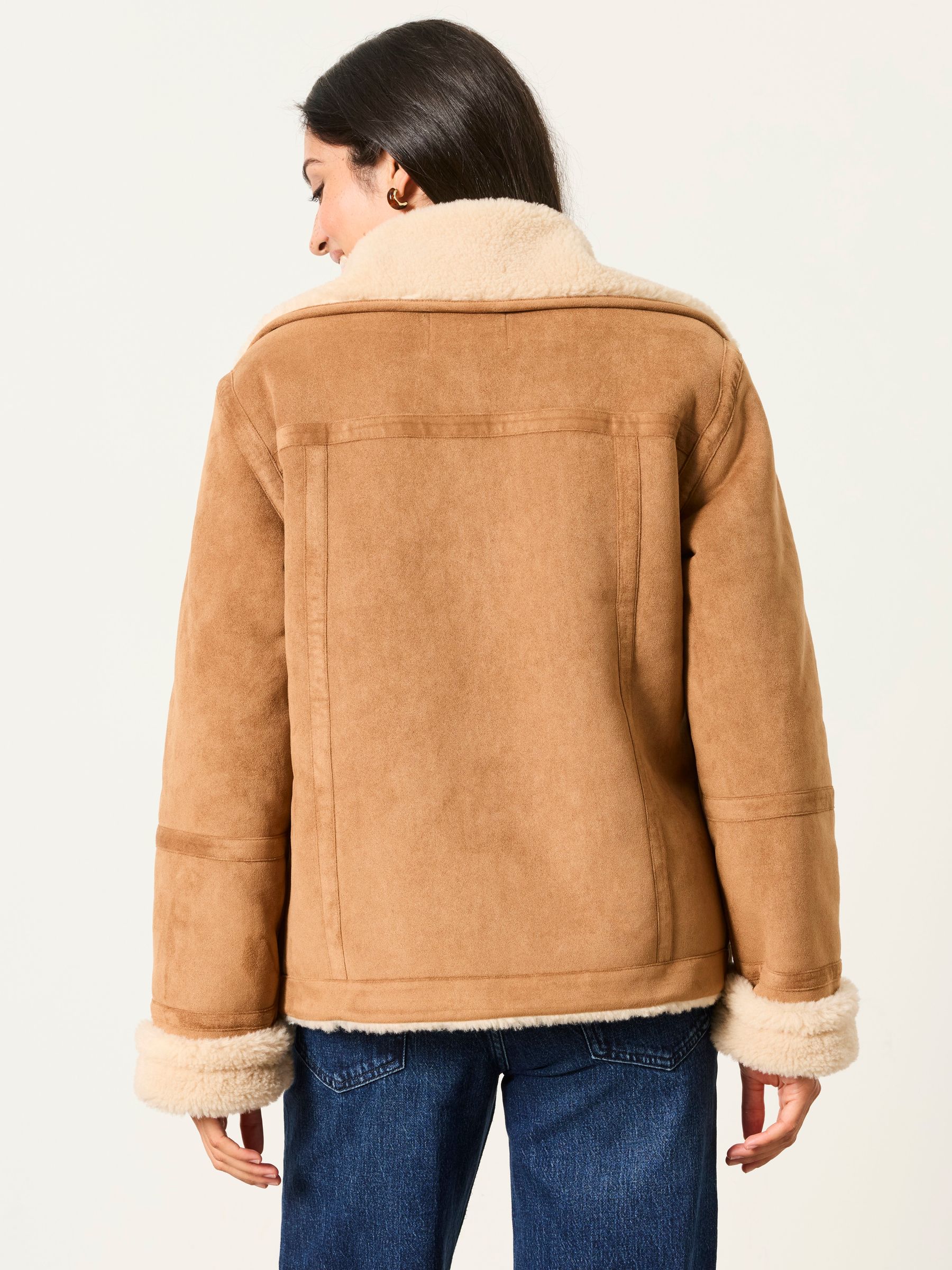 Aspen Tan Brown Petite Shearling Jacket - Image 2 of 6