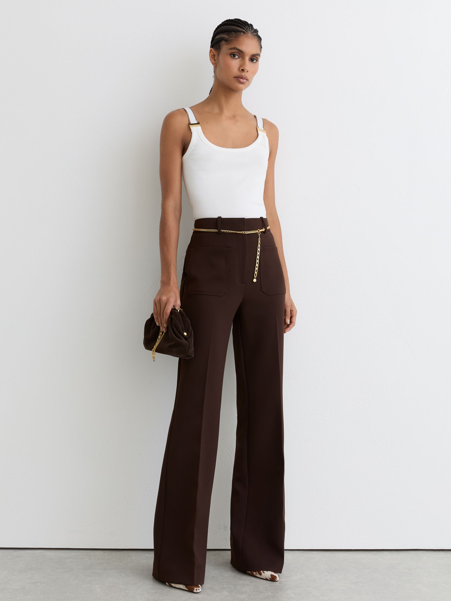 Stretch-Cotton Hardware-Detail Vest in White/Camel - image 2