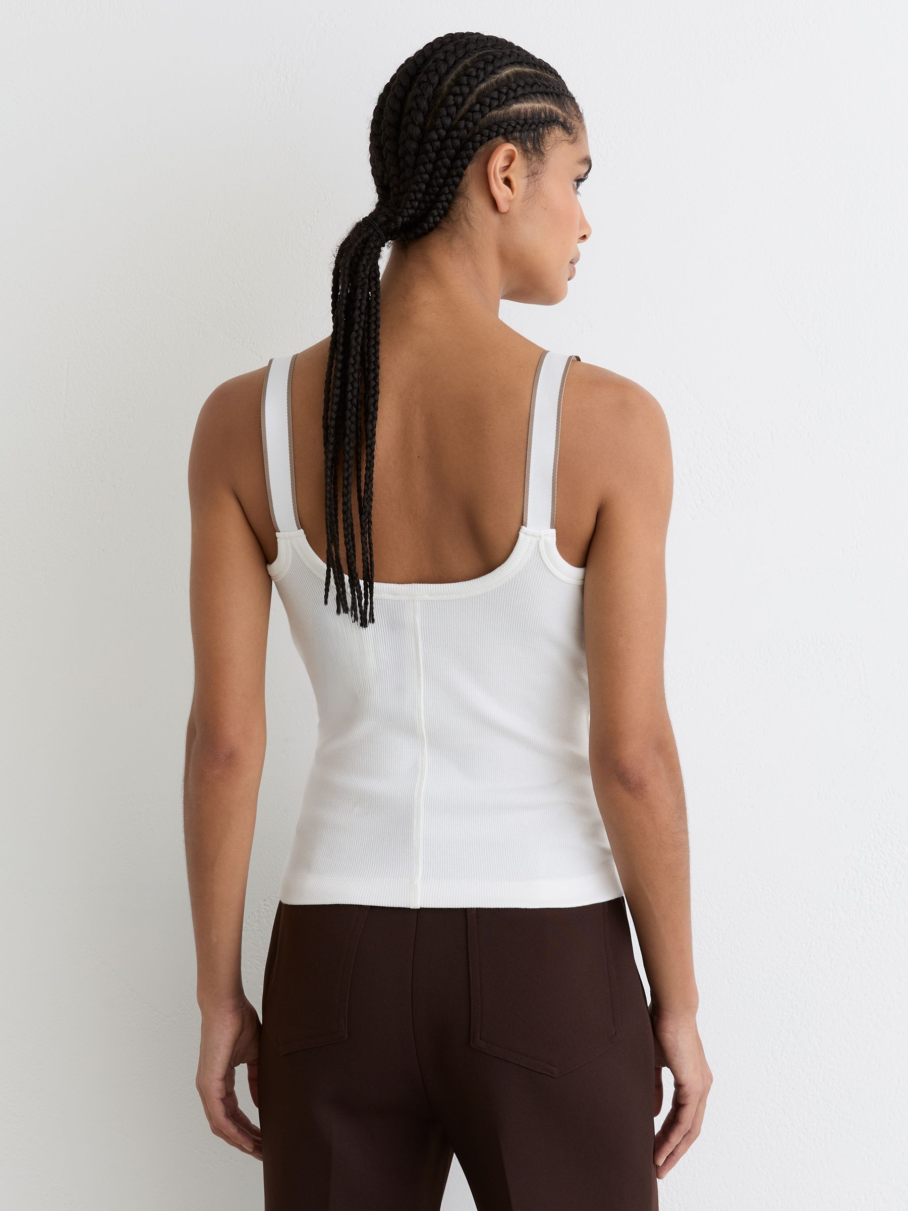 Stretch-Cotton Hardware-Detail Vest in White/Camel - image 5