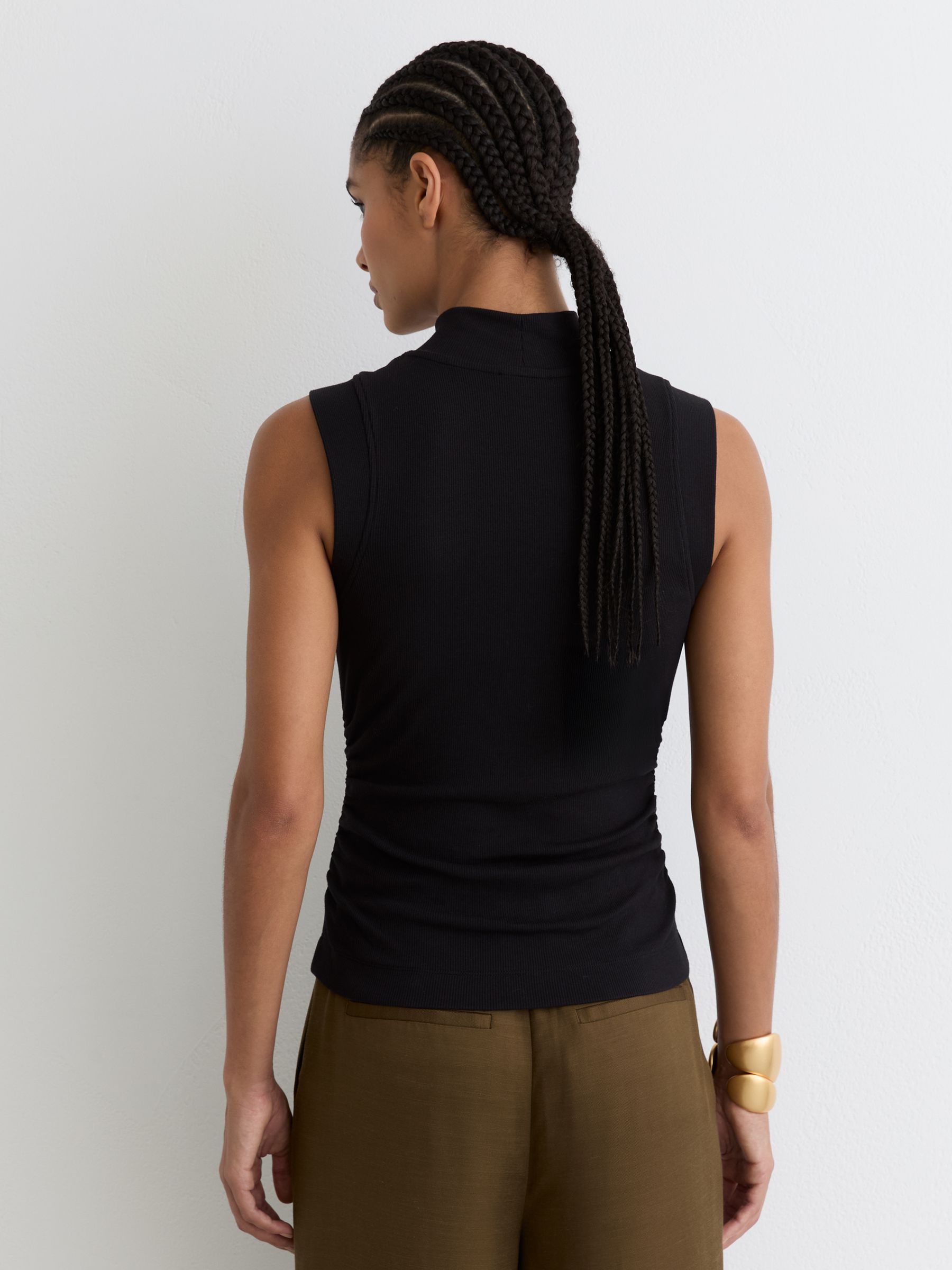 Stretch-Cotton High-Neck Vest in Black - image 4